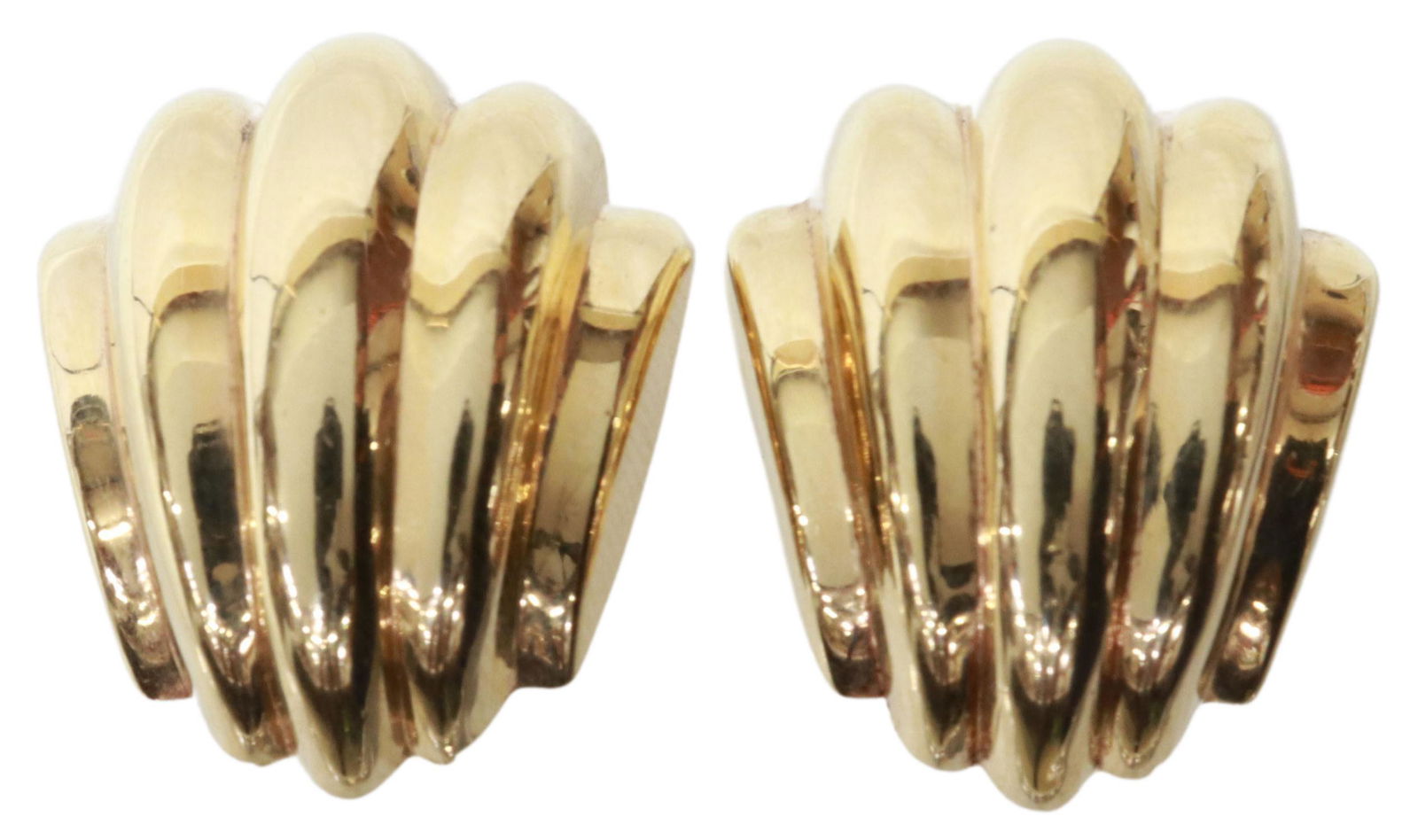 ESTATE 14KT YELLOW GOLD SHELL-FORM EARRINGS (1 of 3)