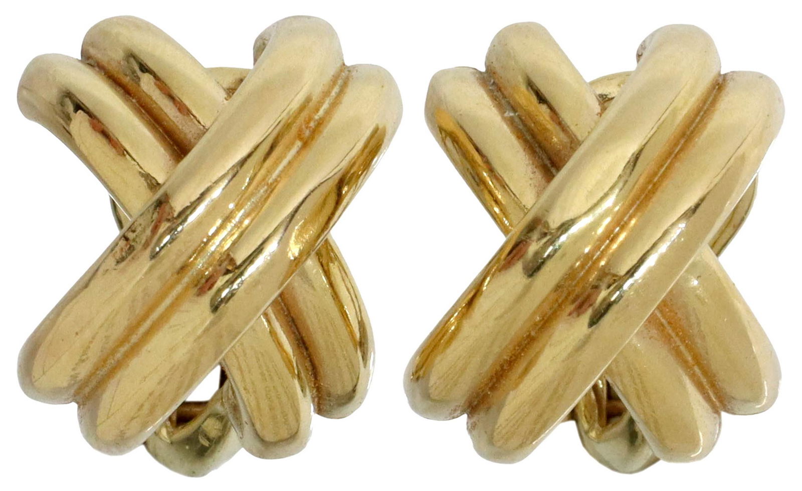ESTATE 14KT YELLOW GOLD HOLLOW X-FORM EARRINGS (1 of 3)