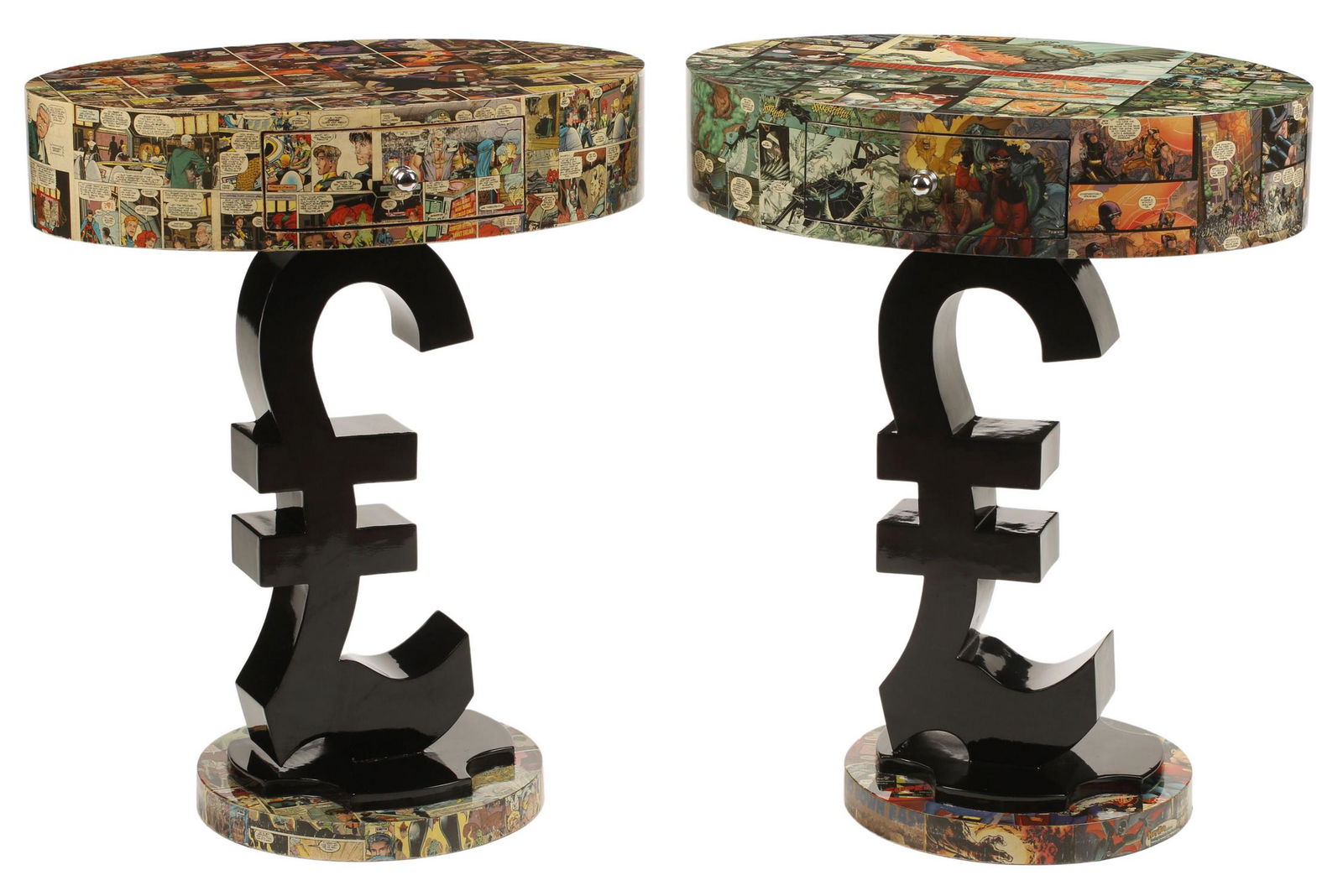 (2) ART MODERNE COMIC BOOK OVAL NIGHTSTANDS (1 of 5)