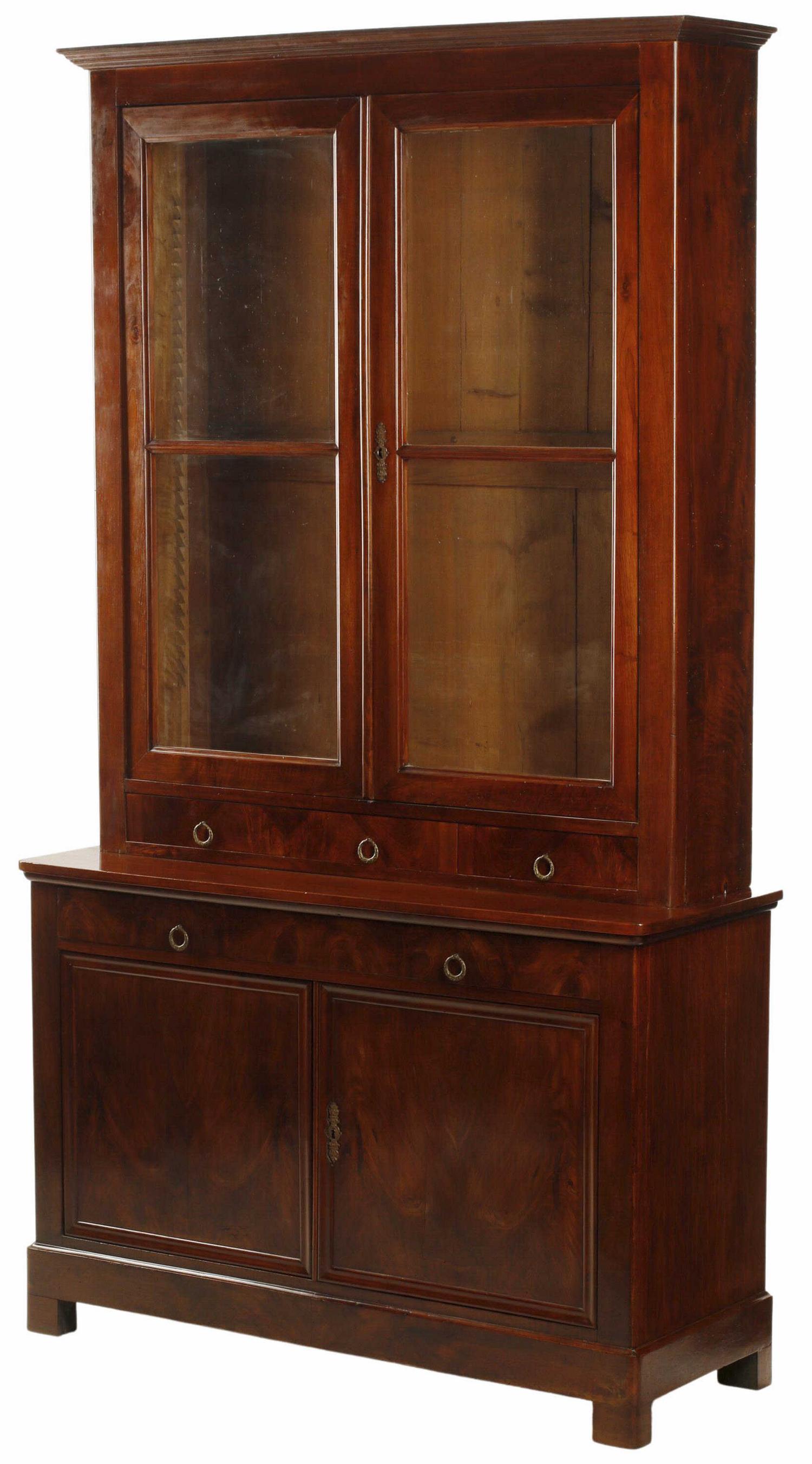 FRENCH LOUIS PHILIPPE TWO-PART STEPBACK CABINET (1 of 4)