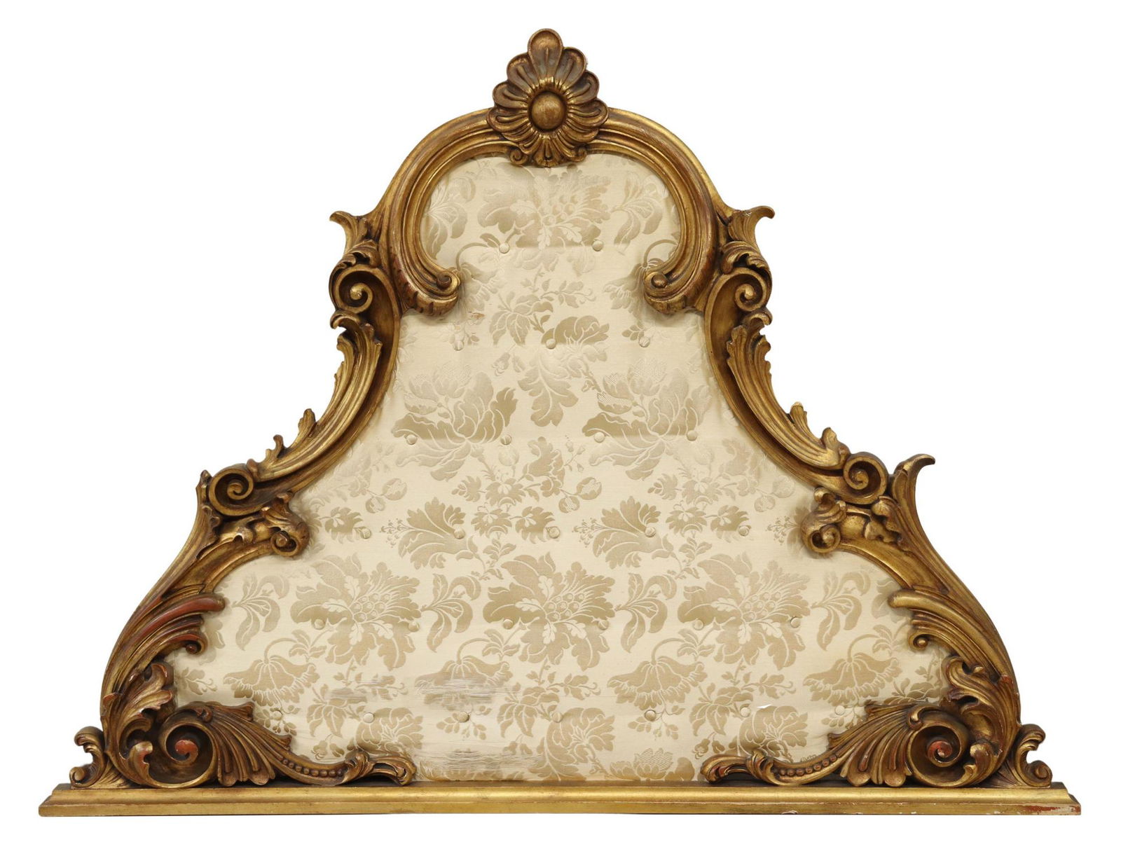 ITALIAN LOUIS XV STYLE GILTWOOD & DAMASK HEADBOARD (1 of 2)