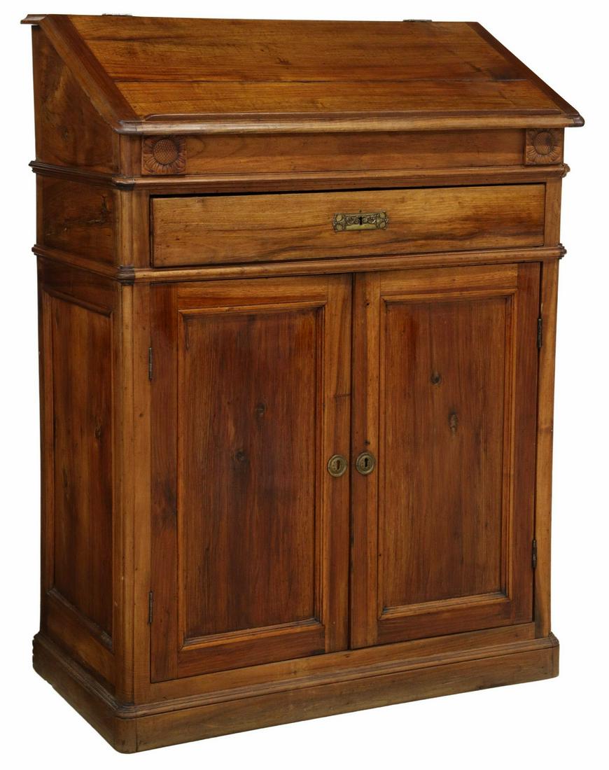 FRENCH WALNUT SLANT-FRONT LECTERN CABINET (1 of 7)