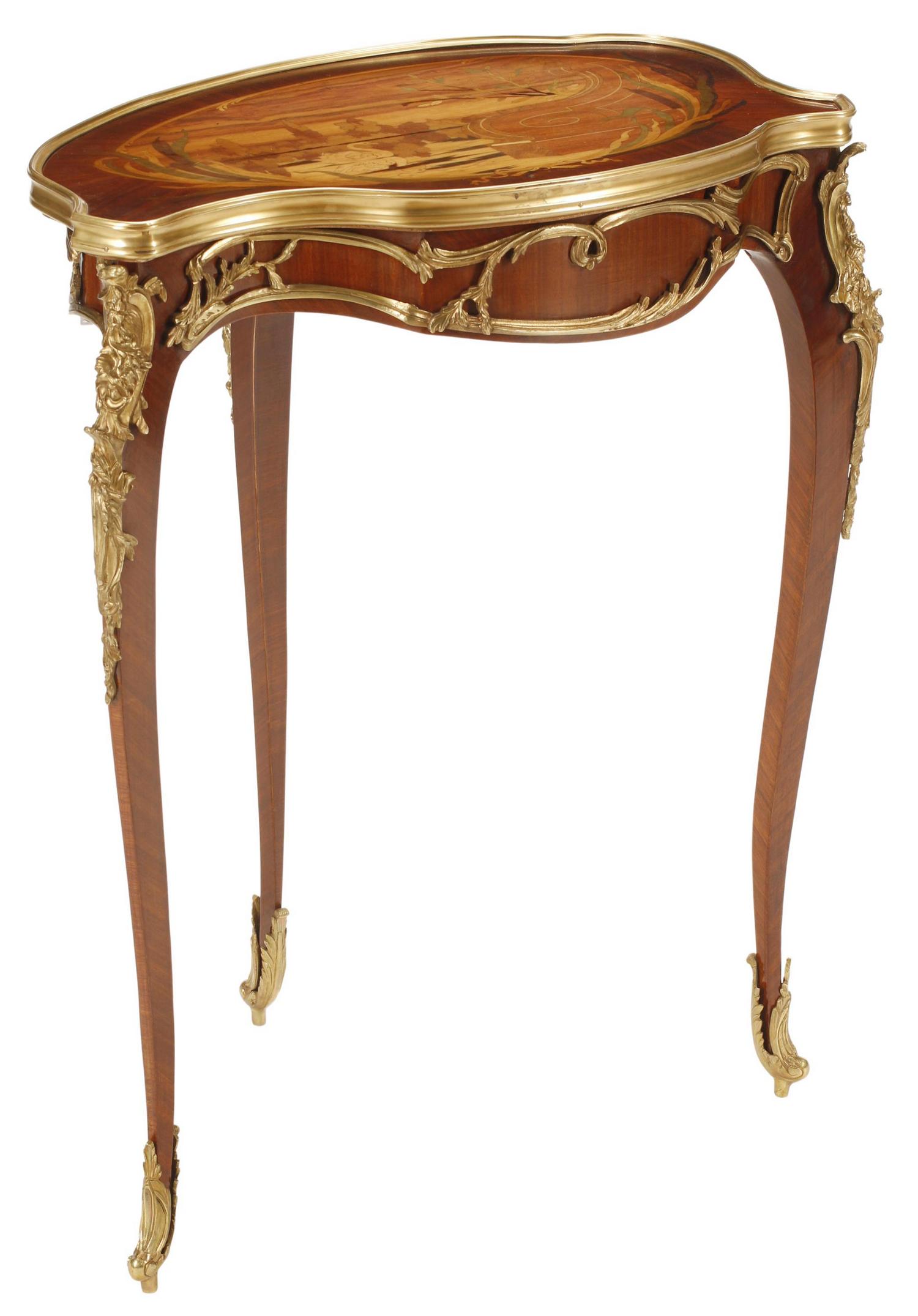 LOUIS XV STYLE BRONZE-MOUNTED MARQUETRY TABLE (1 of 4)