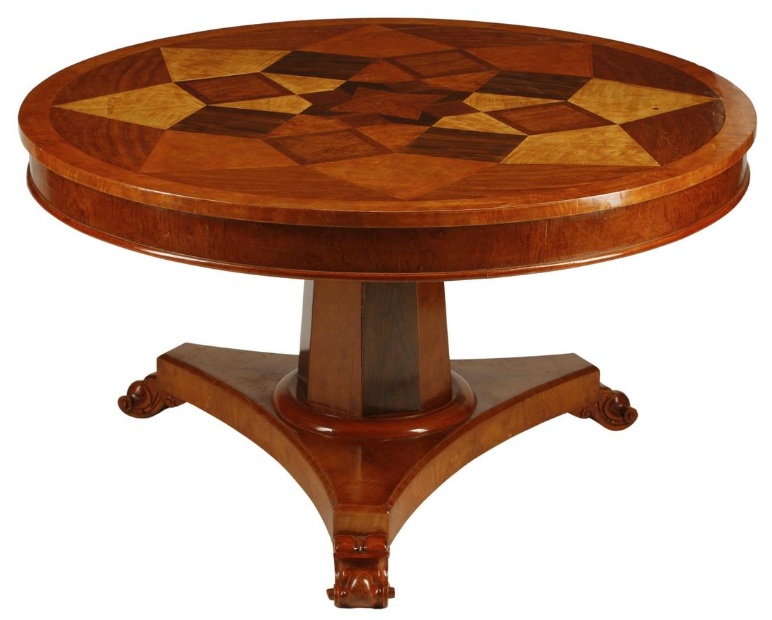 ITALIAN PARQUETRY INLAID CENTER TABLE, 52"DIAM (1 of 5)