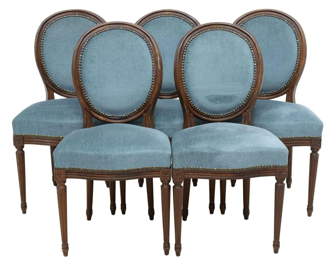(5) FRENCH LOUIS XVI STYLE UPHOLSTERED CHAIRS (1 of 3)