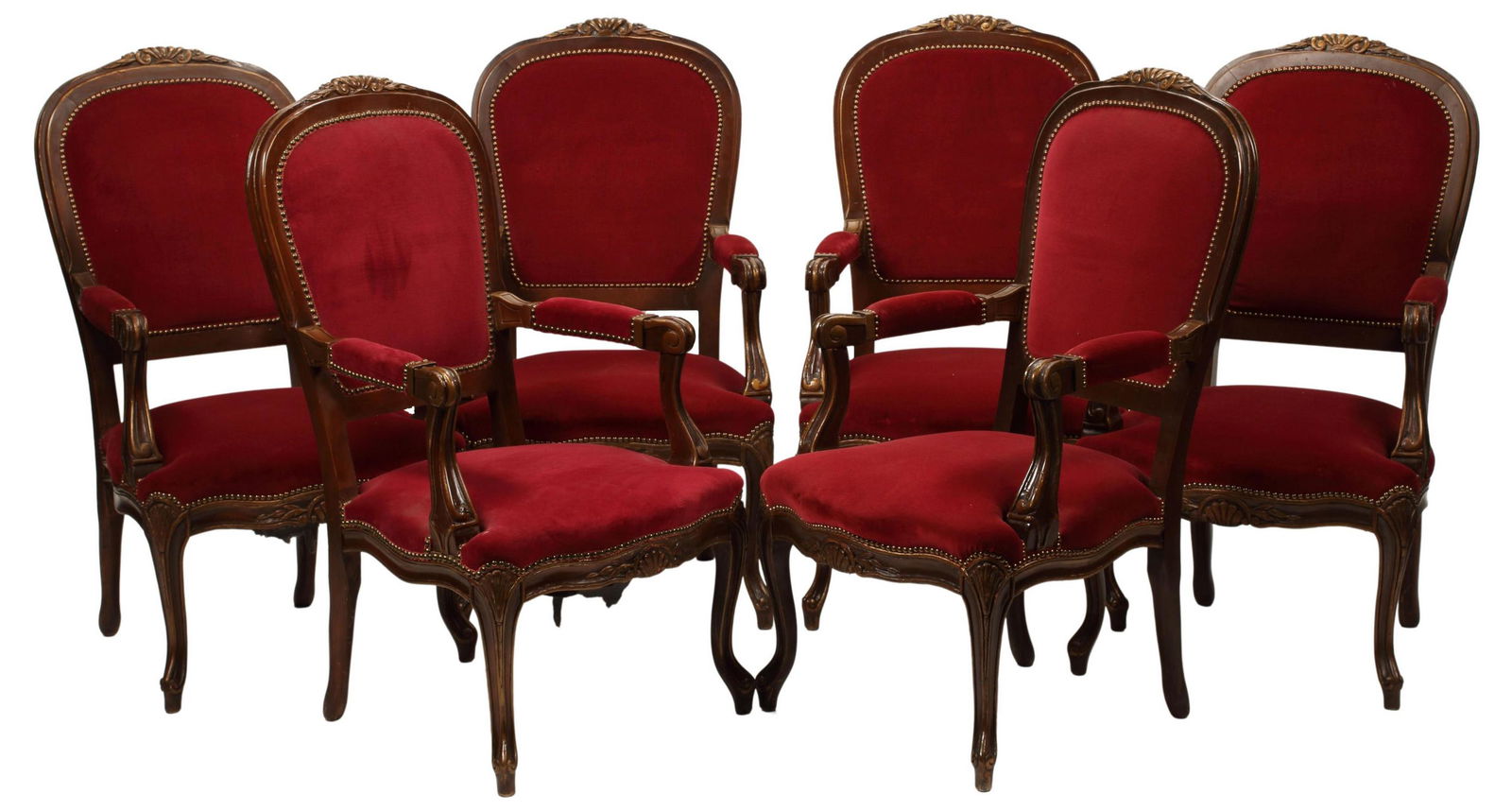 (6) FRENCH LOUIS XV STYLE PARCEL GILT FAUTEUILS (1 of 5)