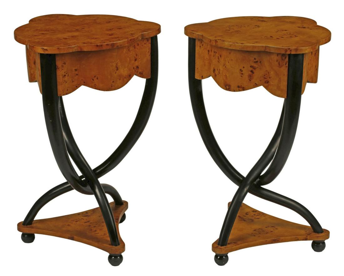 (2) DANISH PARCEL EBONIZED TRIANGULAR TABLES (1 of 3)