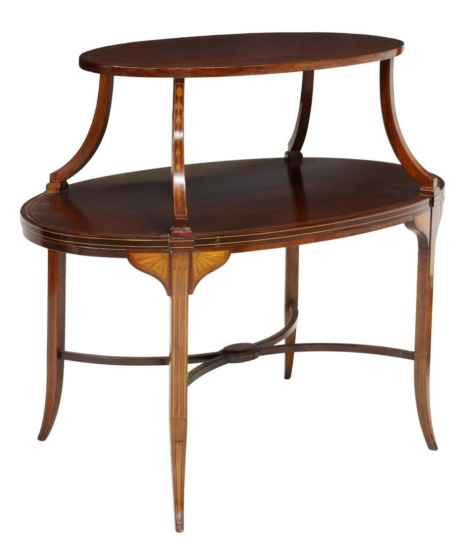 SHERATON STYLE MAHOGANY TWO-TIER SERVICE TABLE (1 of 4)