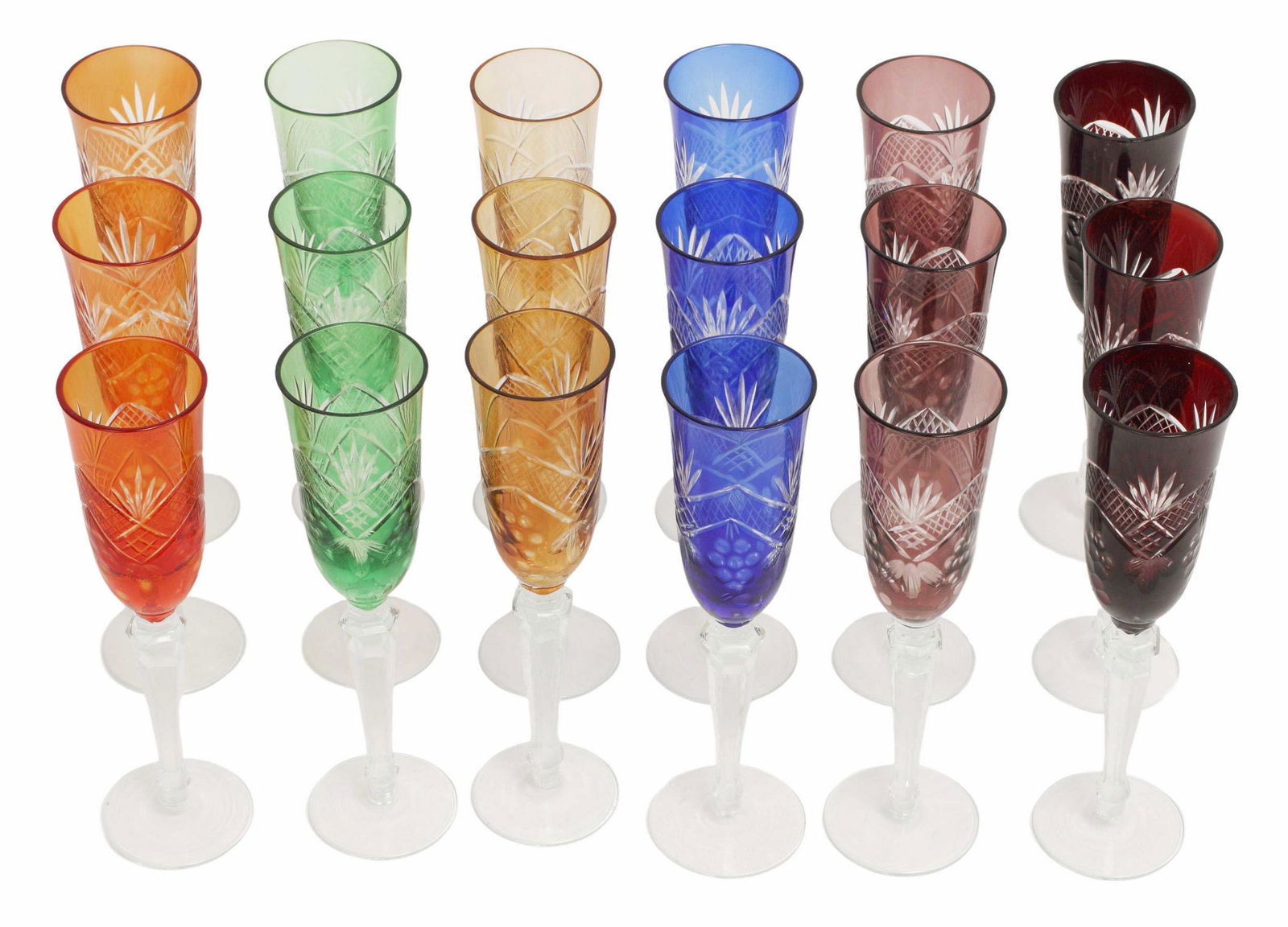 (18) COLORED CRYSTAL CHAMPAGNE FLUTES (1 of 3)