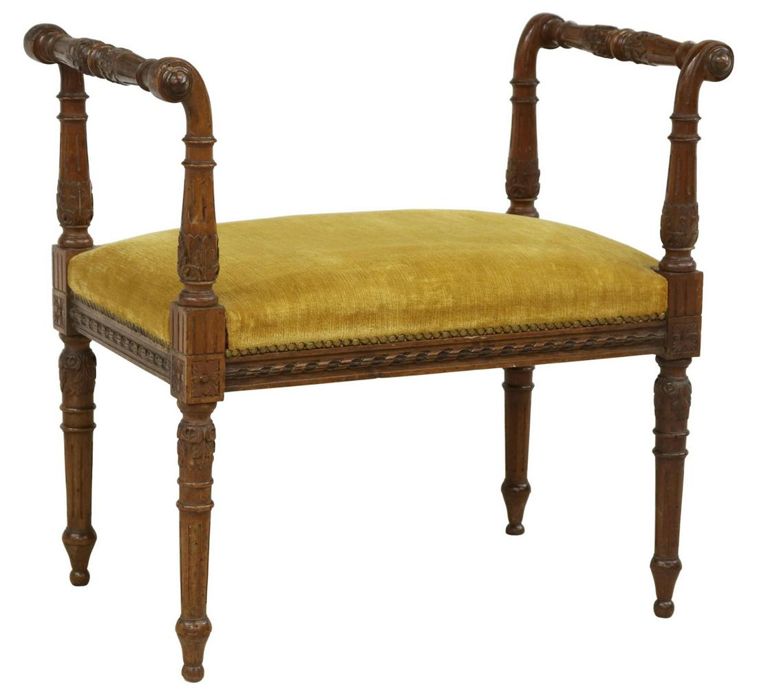 FRENCH LOUIS XVI STYLE MAHOGANY BENCH/ STOOL (1 of 4)