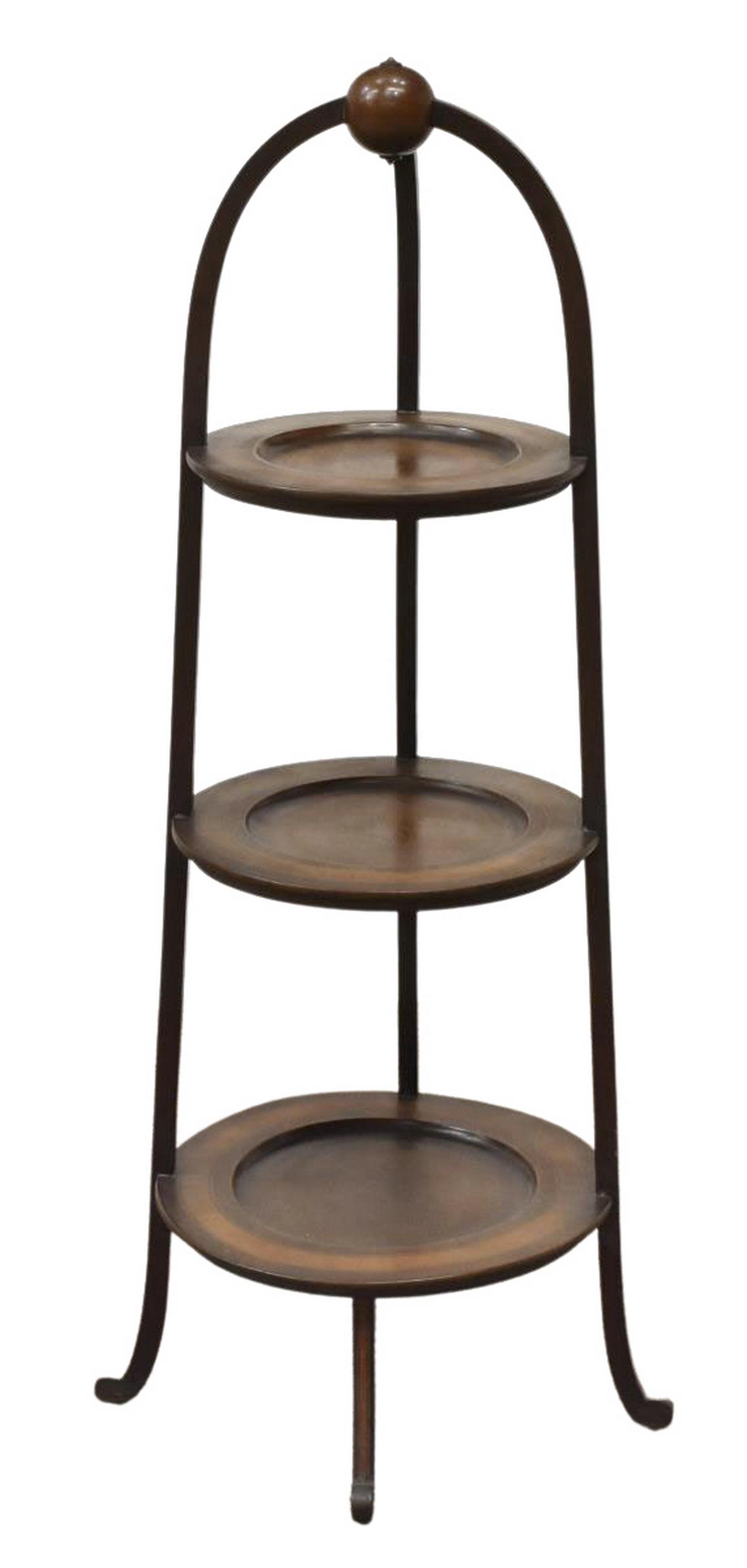 ENGLISH MAHOGANY THREE-TIER MUFFIN CAKE STAND (1 of 2)