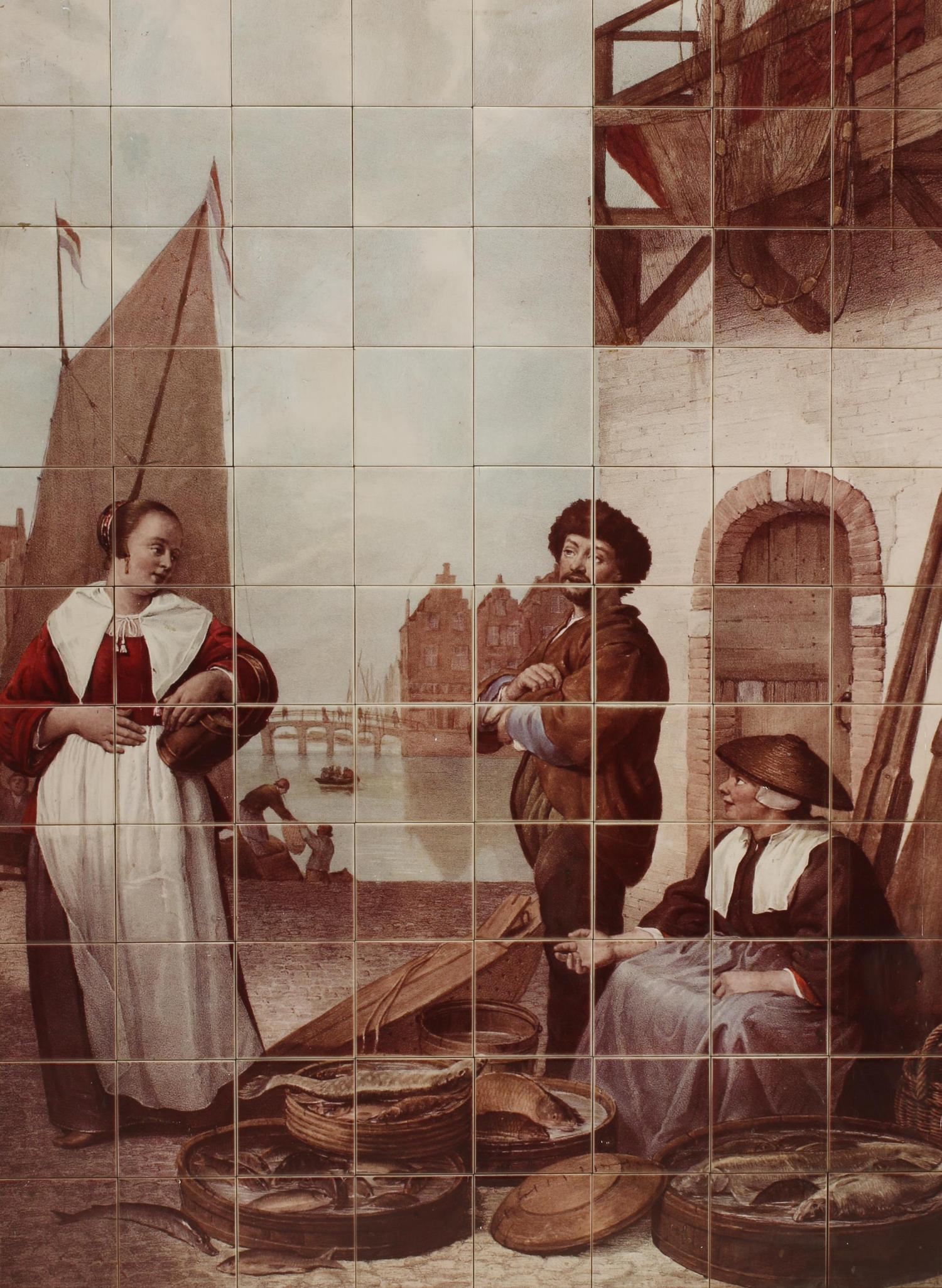 FRAMED DUTCH CERAMIC TILE PICTORIAL SCENE (1 of 5)