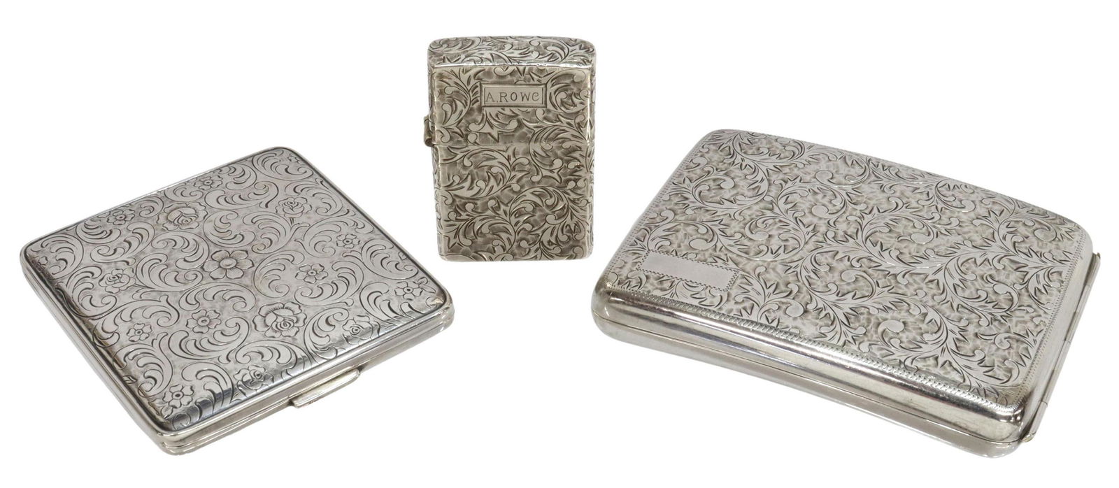 (3) 950 & 835 SILVER CIGARETTE CASES & LIGHTER (1 of 6)