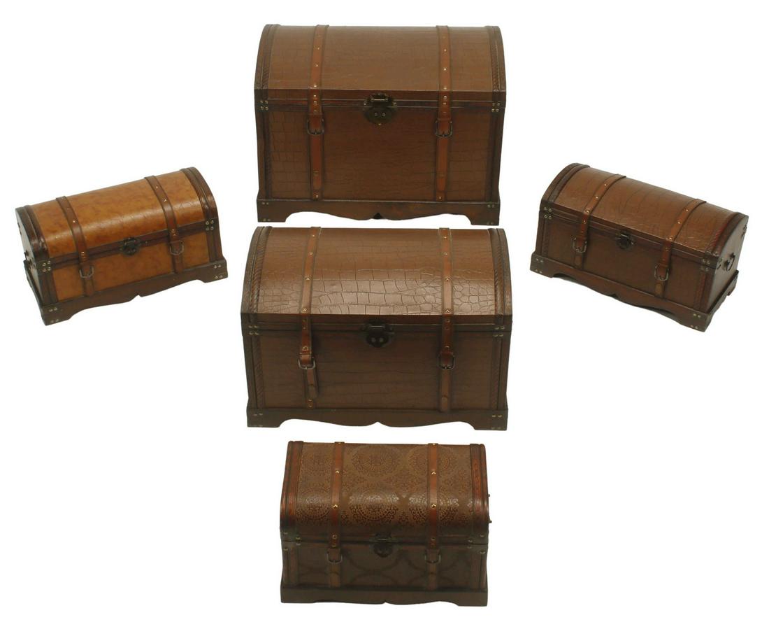 (5) EMBOSSED LEATHER TRUNKS/ BOXES (1 of 4)
