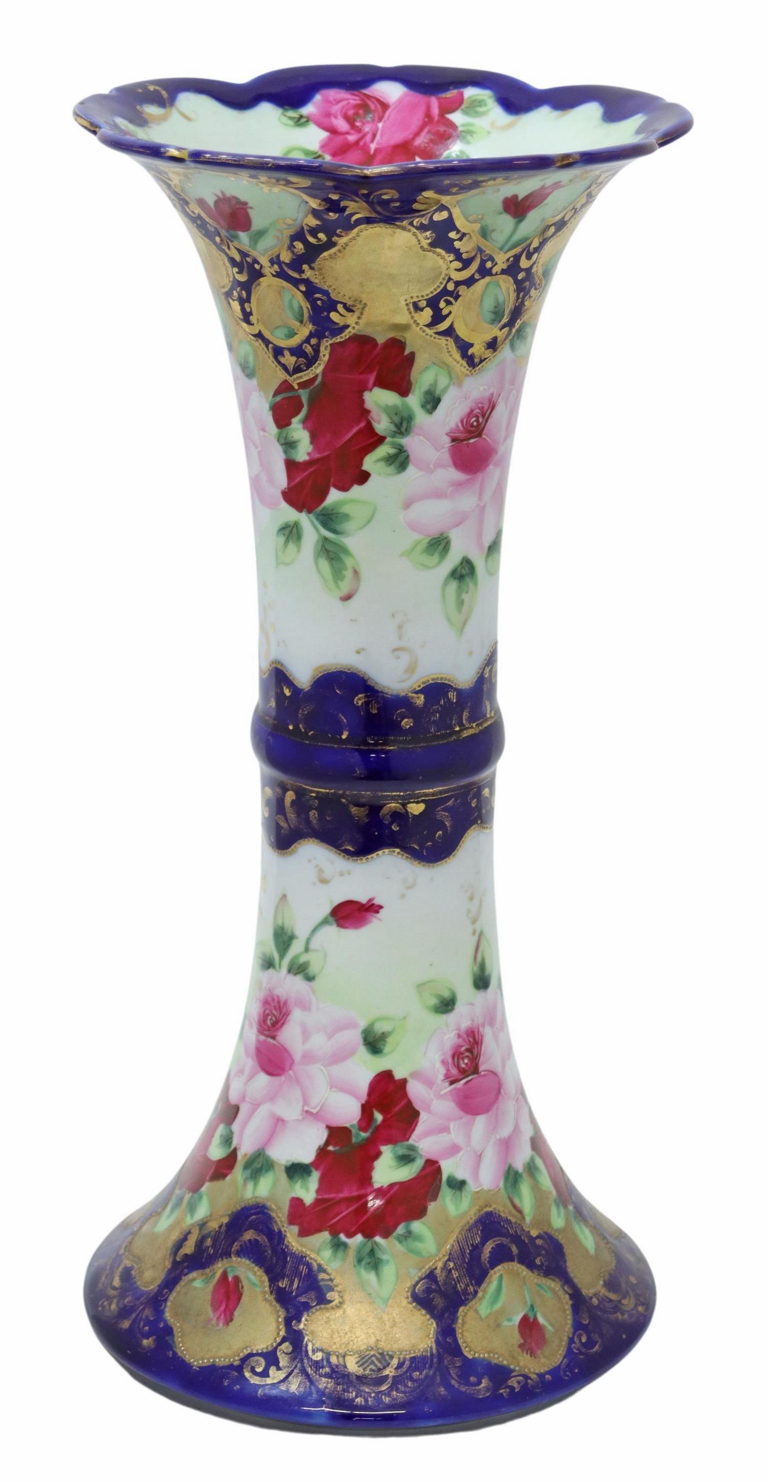 NIPPON PARCEL GILT PORCELAIN VASE, 16.5"H (1 of 4)