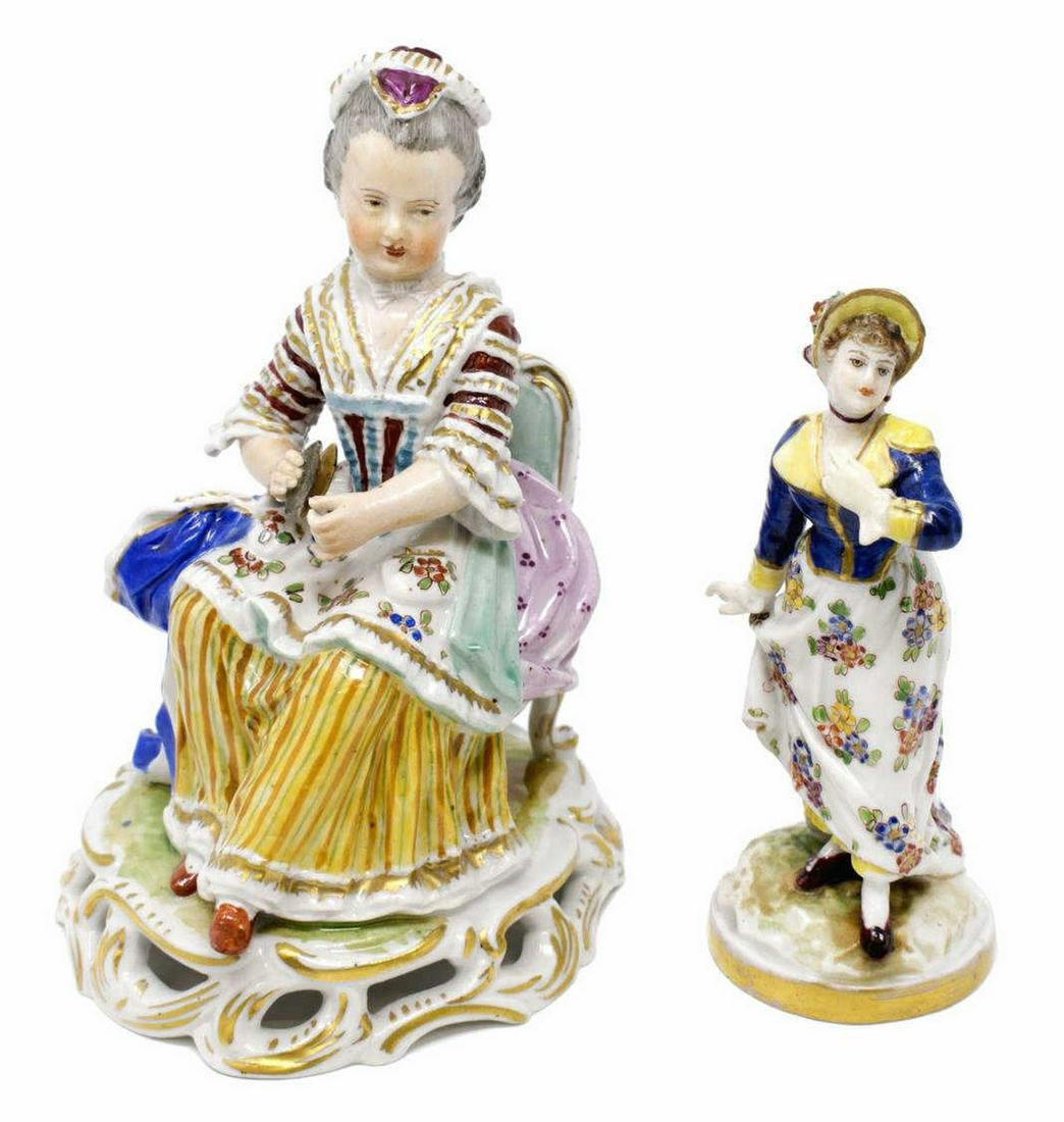 (2) DRESDEN PORCELAIN FEMALE FIGURES (1 of 9)