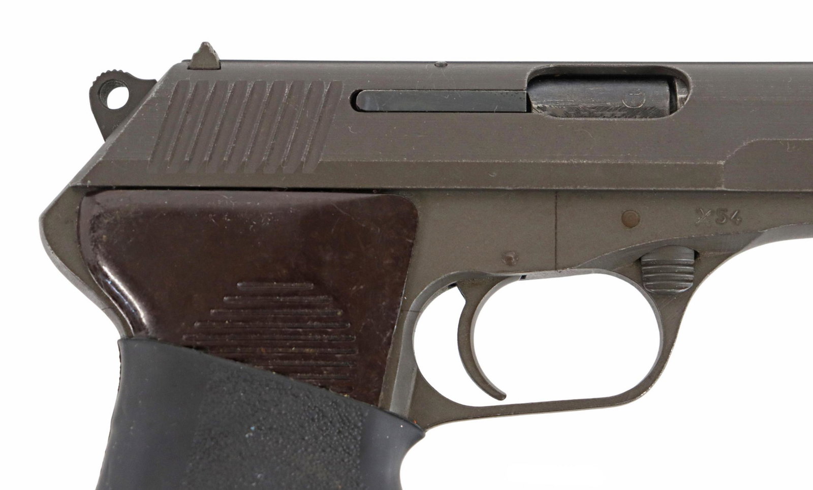 CZECH CZ-52 SEMI-AUTO PISTOL, 10 MAGS, 7.62x25: Czech Model CZ-52 semi-automatic pistol, 7.62 x 25mm caliber, 4.7" barrel, fixed sights, 8 round detachable magazine, crossed sword mark at right frame, r i d military mfg mark, brown plastic grips wi