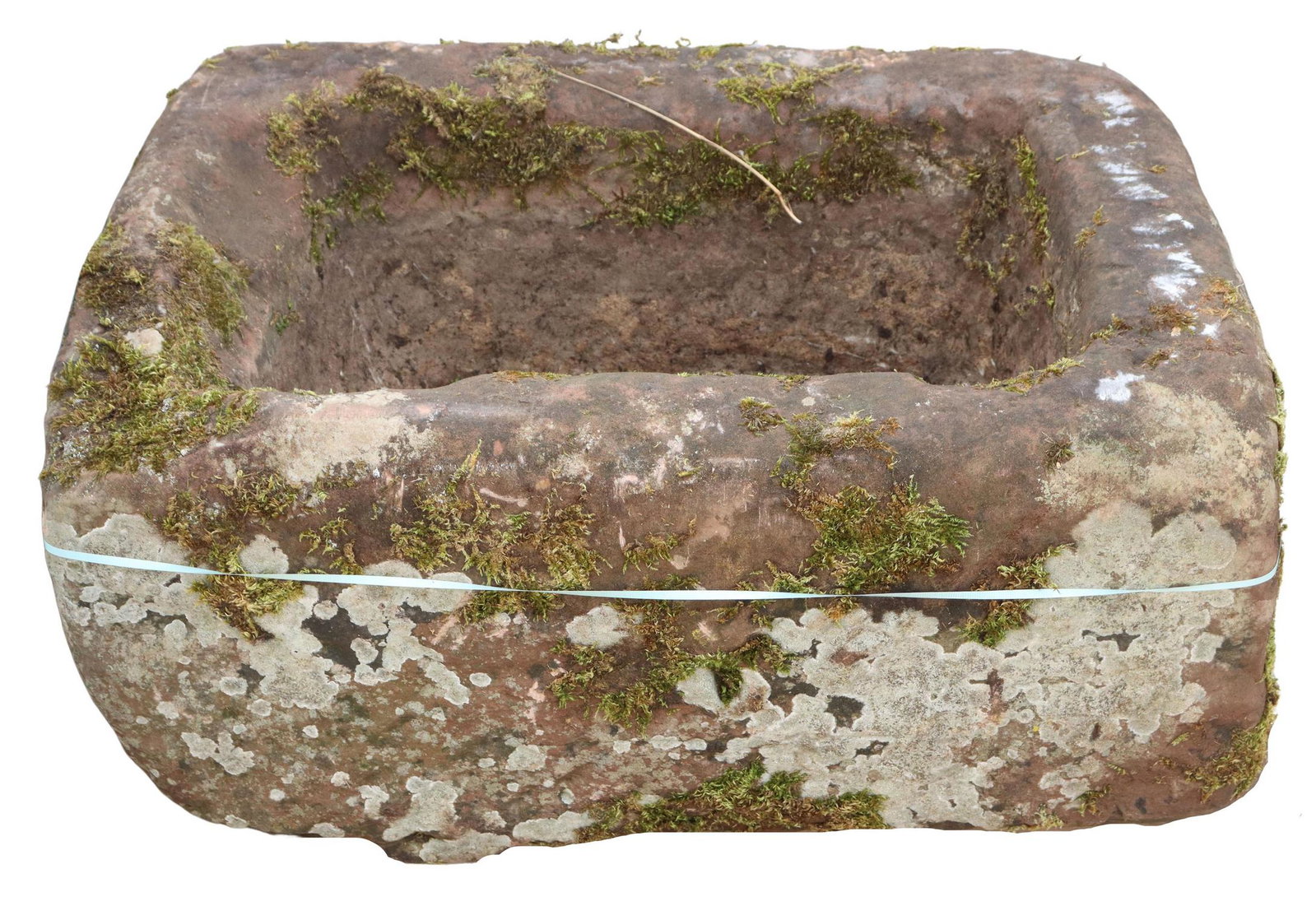 RUSTIC RECTANGULAR STONE TROUGH: Rustic stone trough, 18thc., irregular rectangular form, approx 15.5"h, 26.5"w, 18"d **PLEASE NOTE: All of the cast stone and garden pieces in this auction have inherent flaws and evidence of outdoor 