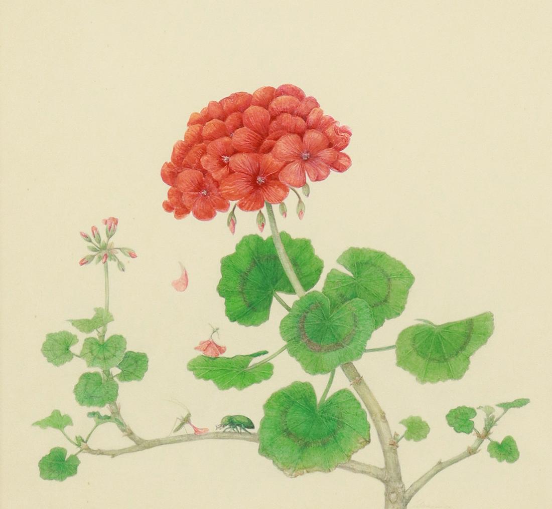 BARON ERNST VON MAYDELL (1886-1960) BOTANICAL W/C: Framed watercolor painting on paper, "Carmen," signed lower right E. Maydell (Baron Ernst von Maydell, Estonian, 1886-1960), titled verso, sight: 10.75"h, 11.25"w, overall: 21.75"h, 21"w, 6.25lbs **No