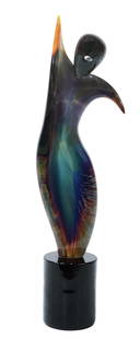 OSCAR ZANETTI (B.1961) MURANO ART GLASS SCULPTURE: Italian Murano art glass sculpture, Abstract Dancer, engraved signature at base Zanetti Oscar (Oscar Zanetti, Italian, b.1961), Vetro Artistico Murano label underfoot, approx 17.75"h, 6.5lbs Start