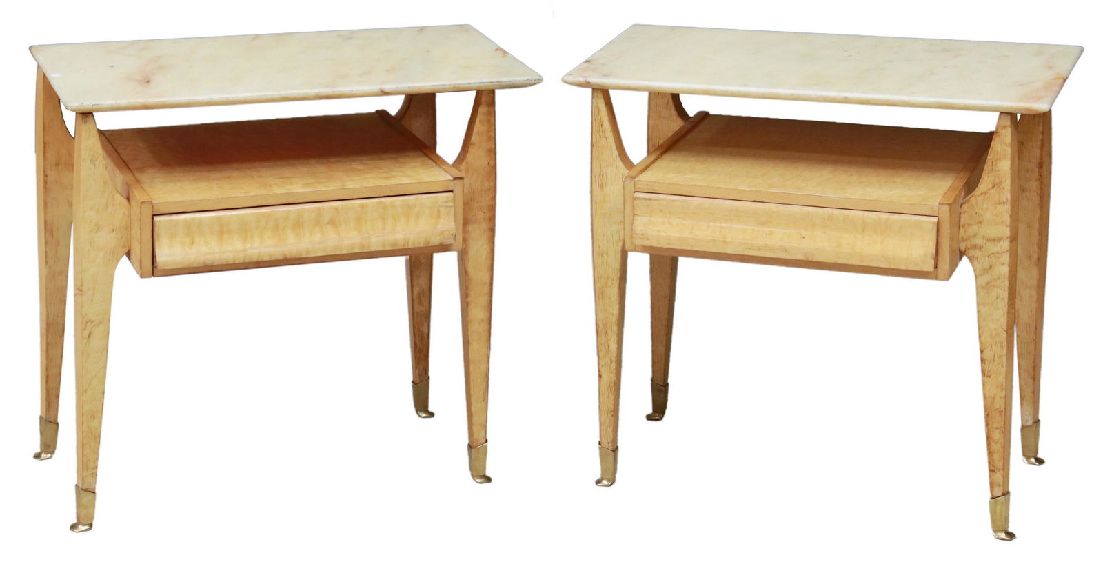 2) ITALIAN MID-CENTURY MODERN ONYX-TOP NIGHTSTANDS (1 of 5)