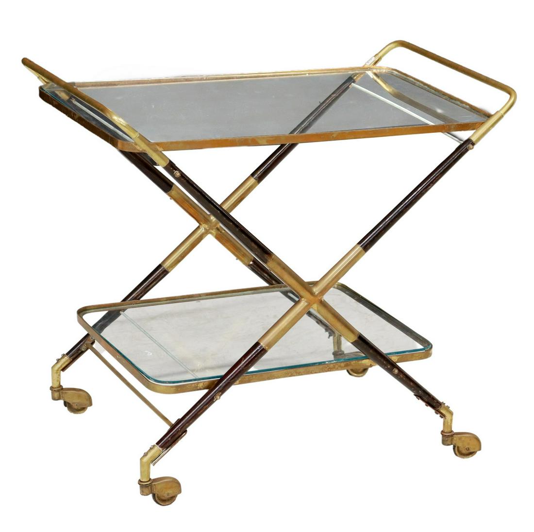 ITALIAN MID-CENTURY MODERN BRASS BAR CART (1 of 2)