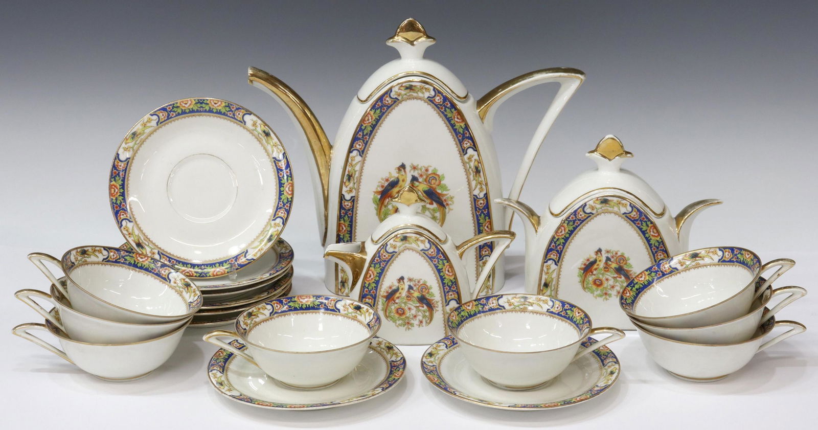 (19) FRENCH ART DECO VOISIN LIMOGES TEA SERVICE (1 of 4)