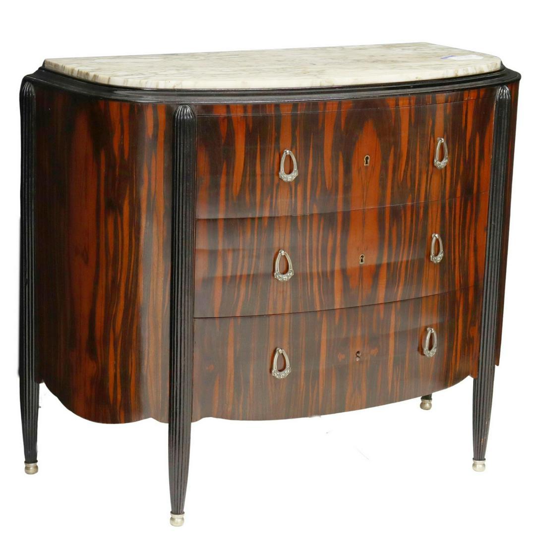 FRENCH ART DECO MARBLE-TOP DEMILUNE COMMODE (1 of 5)