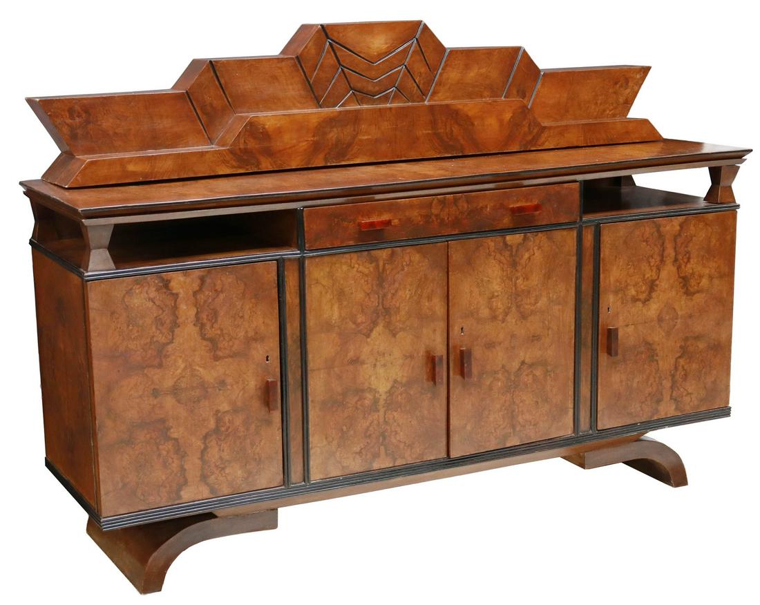 ITALIAN ART DECO FIGURED WALNUT SIDEBOARD (1 of 6)