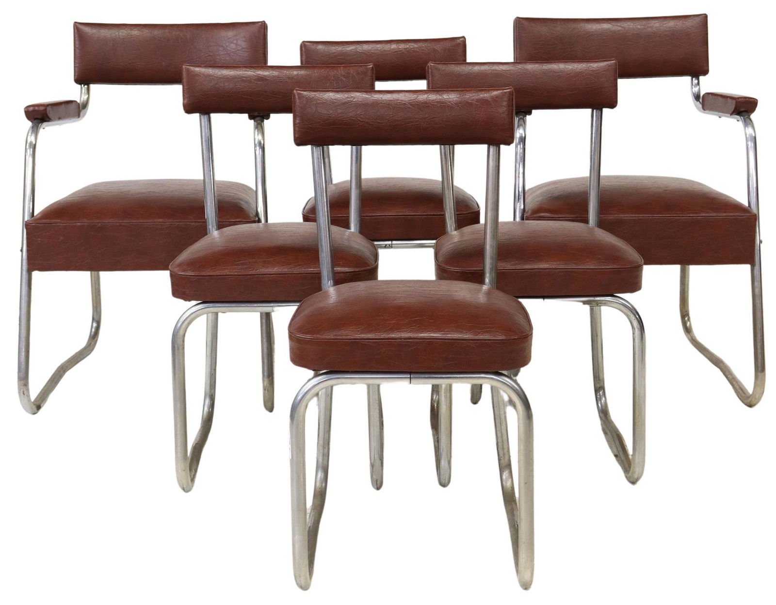 (6) ART DECO TUBULAR STEEL CHAIRS, c.1940s (1 of 3)