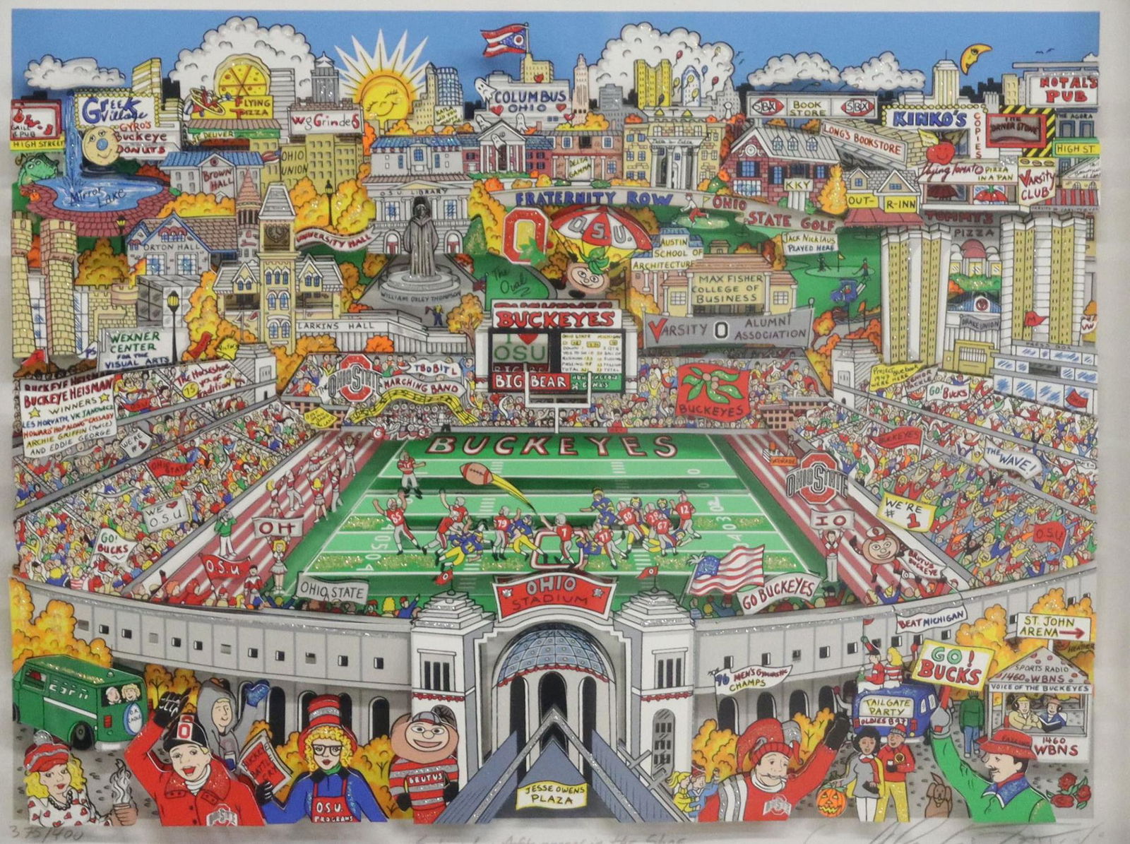 CHARLES FAZZINO (B.1955) OHIO STATE 3-D SERIGRAPH (1 of 6)