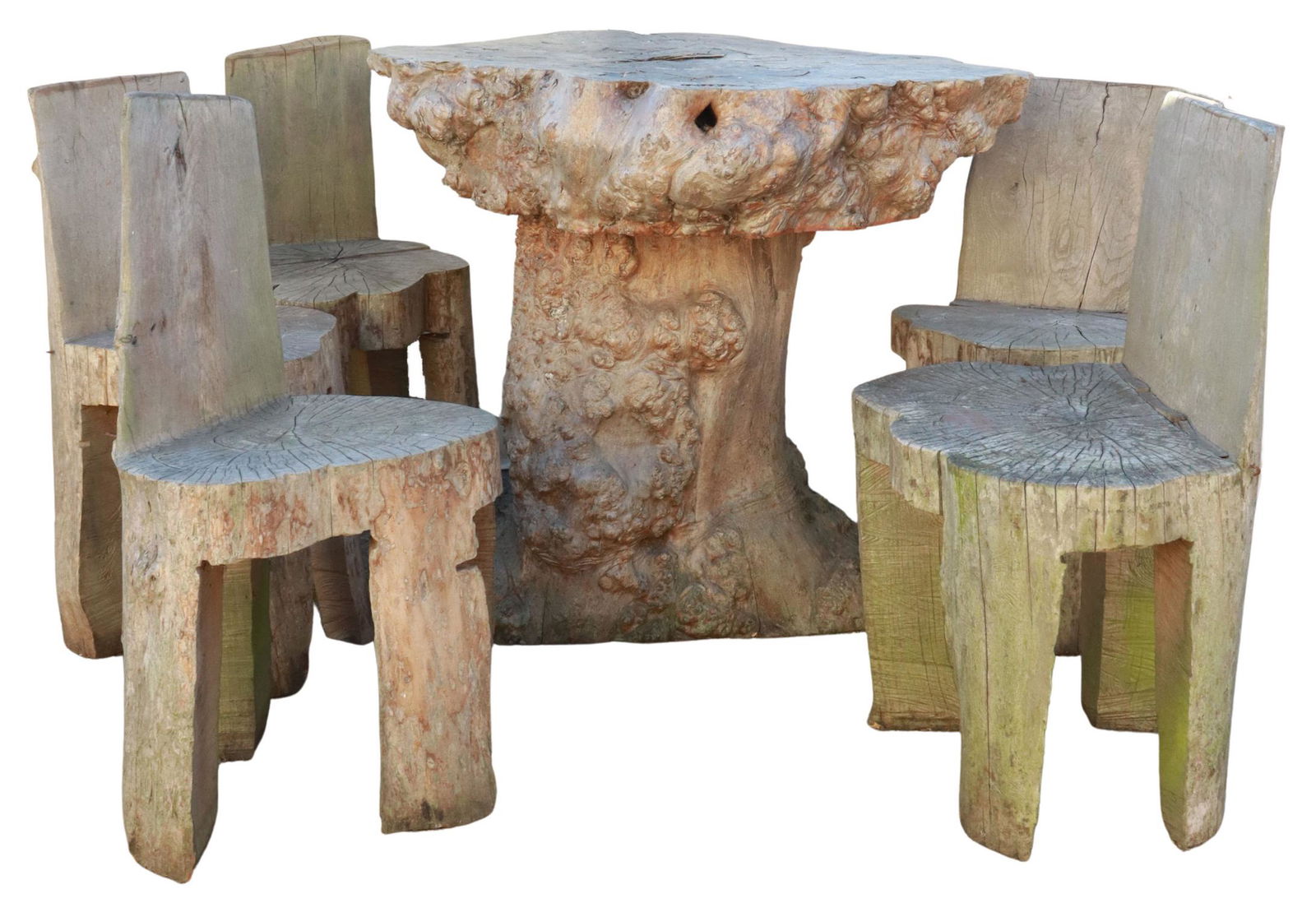 (6) RUSTIC WOOD PATIO SET WITH LIVE EDGE TABLE (1 of 7)