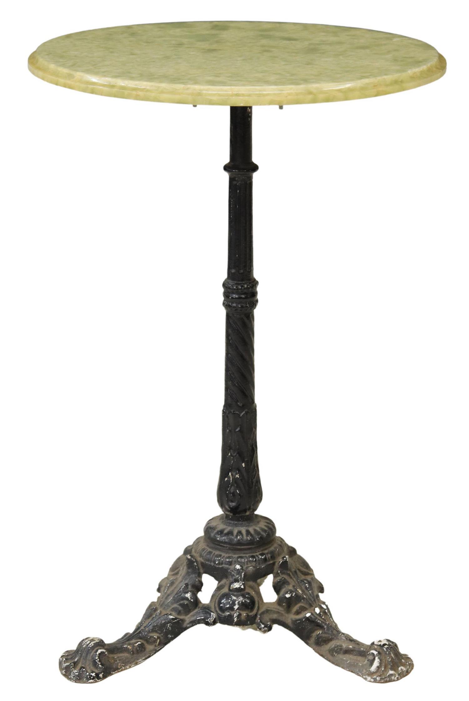 FRENCH ONYX-TOP CAST IRON PEDESTAL BISTRO TABLE (1 of 3)