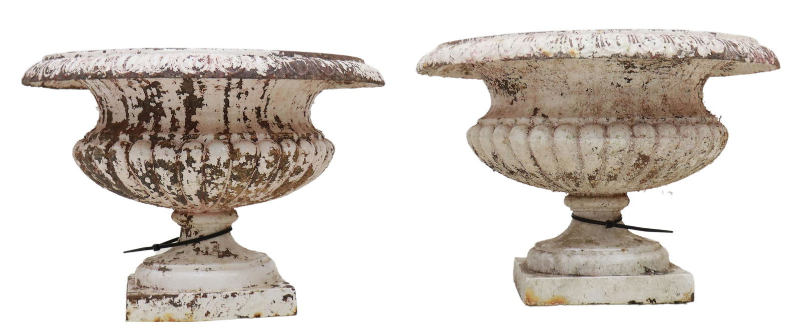 (2) FRENCH WHITE PAINTED CAST IRON GARDEN URNS (1 of 3)