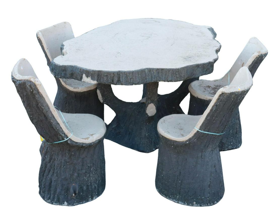 (5) FRENCH PAINTED FAUX BOIS PATIO SET (1 of 4)