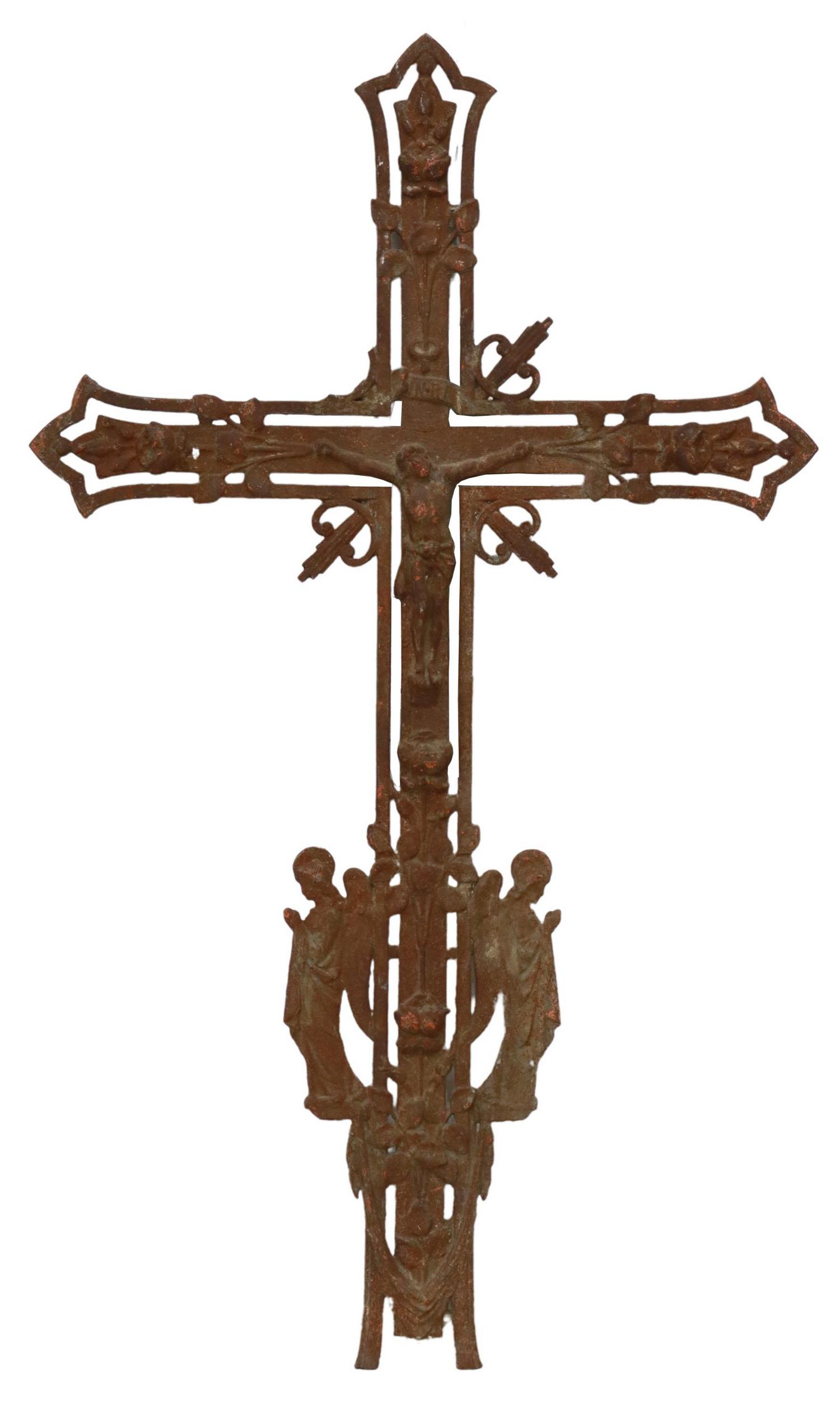 FRENCH CAST IRON CRUCIFIX CROSS, 19TH C. (1 of 2)
