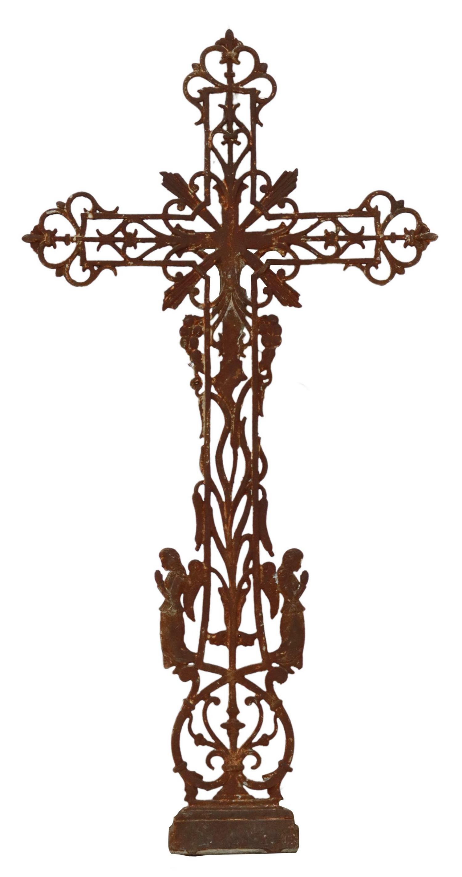 FRENCH CAST IRON CRUCIFIX CROSS, 19TH C. (1 of 2)