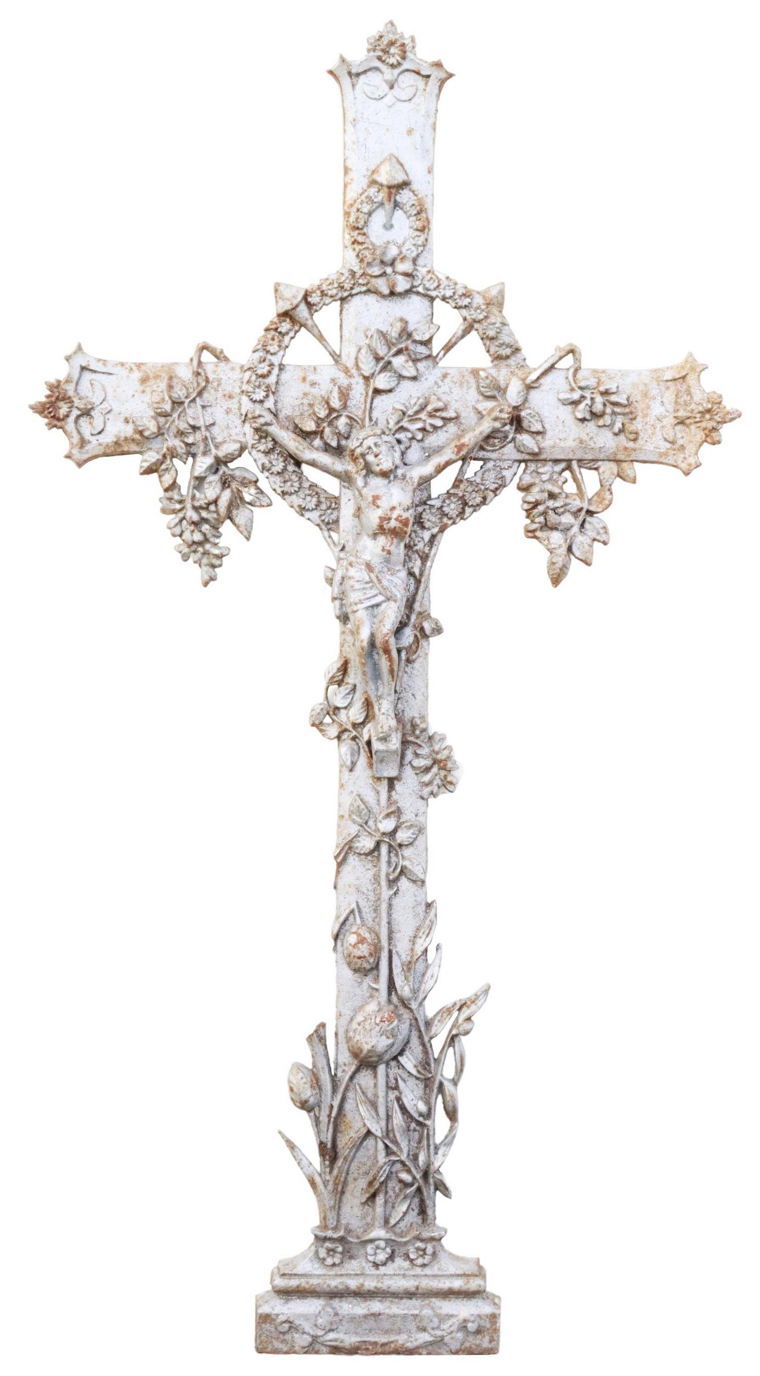 FRENCH CAST IRON CRUCIFIX CROSS, 19TH C. (1 of 2)