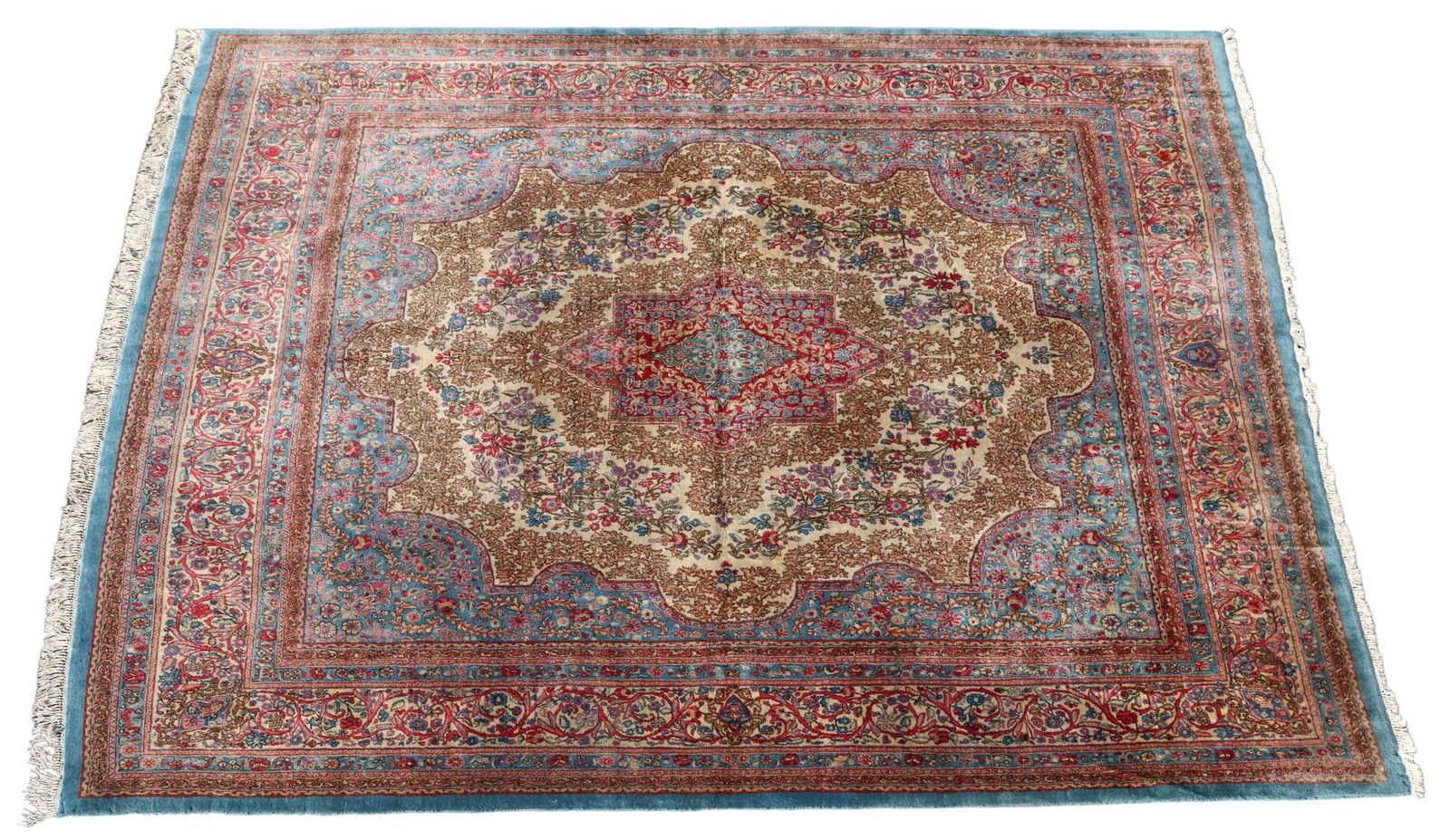 HAND-TIED PERSIAN KERMAN RUG, 12'2" X 11'9" (1 of 3)