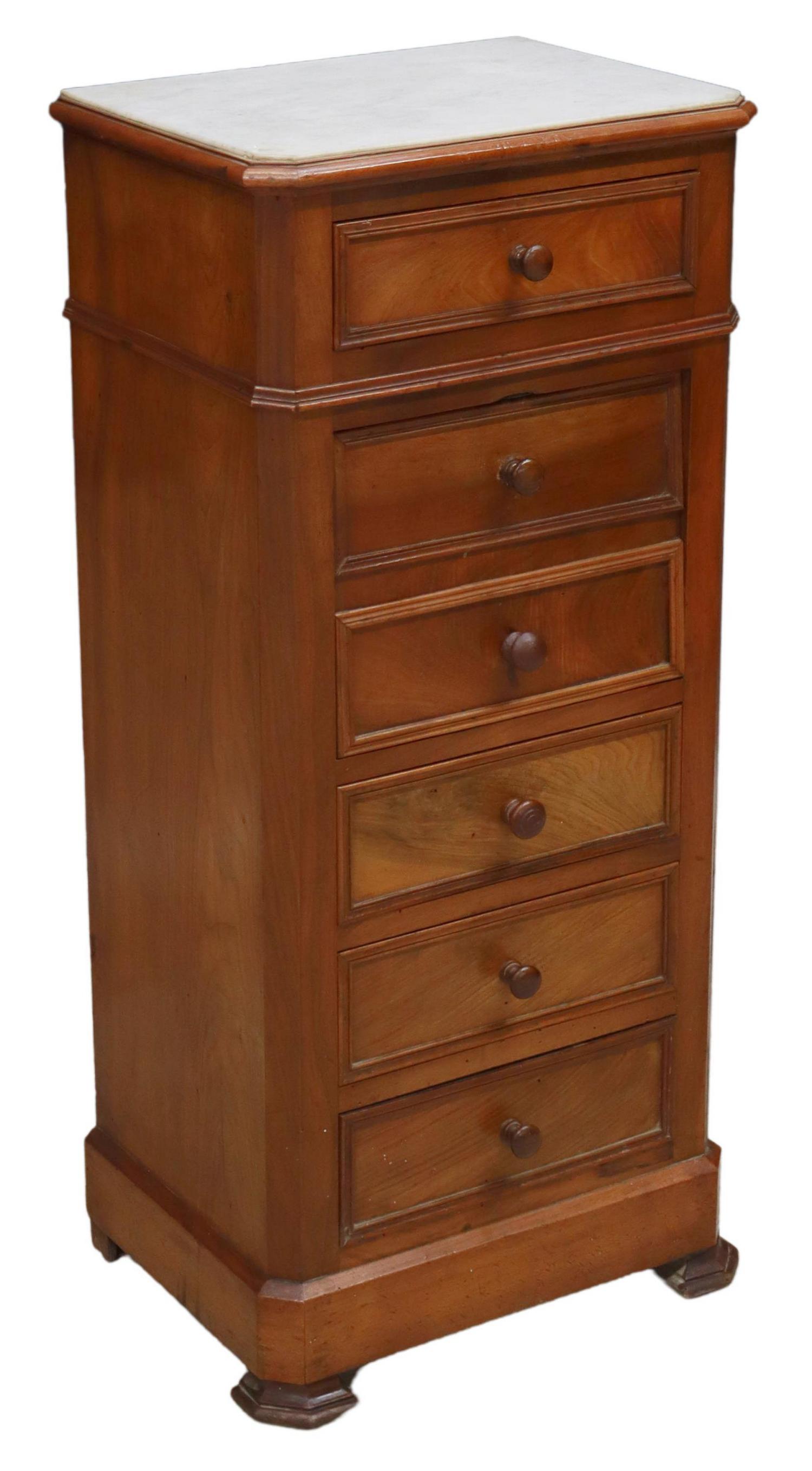 FRENCH LOUIS PHILIPPE MARBLE-TOP BEDSIDE CABINET (1 of 5)