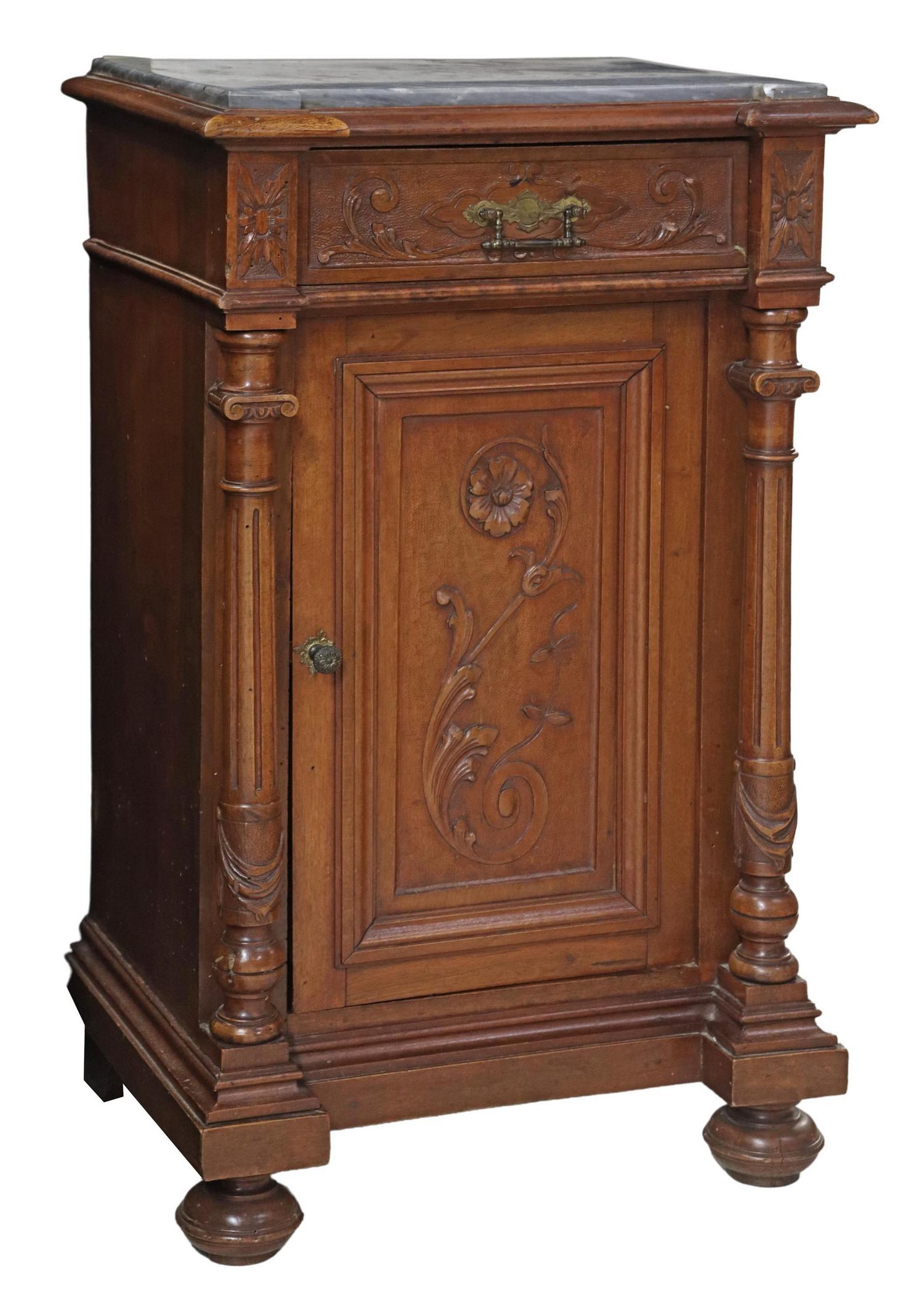 ITALIAN MARBLE-TOP BEDSIDE CABINET (1 of 6)