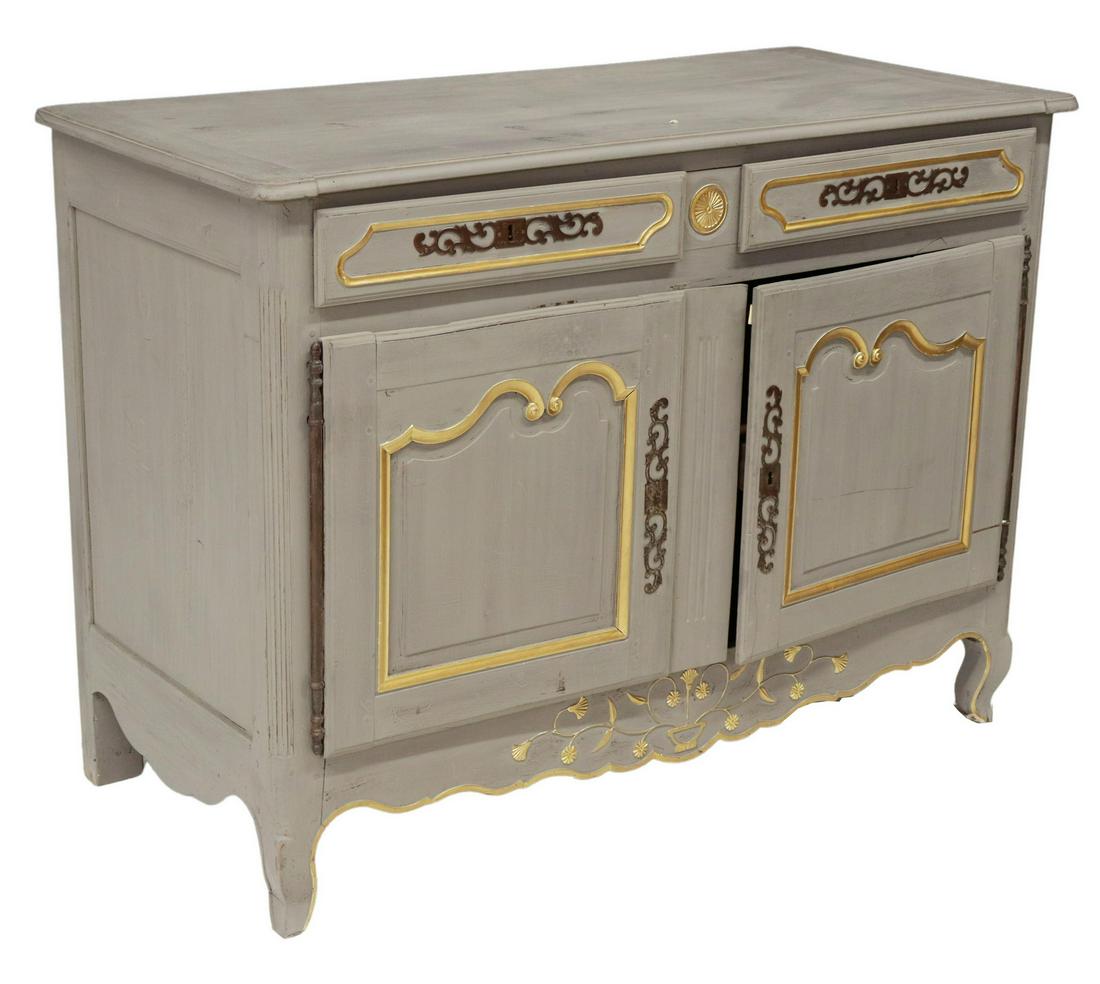 FRENCH PROVINCIAL PARCEL GILT & PAINTED SIDEBOARD (1 of 6)