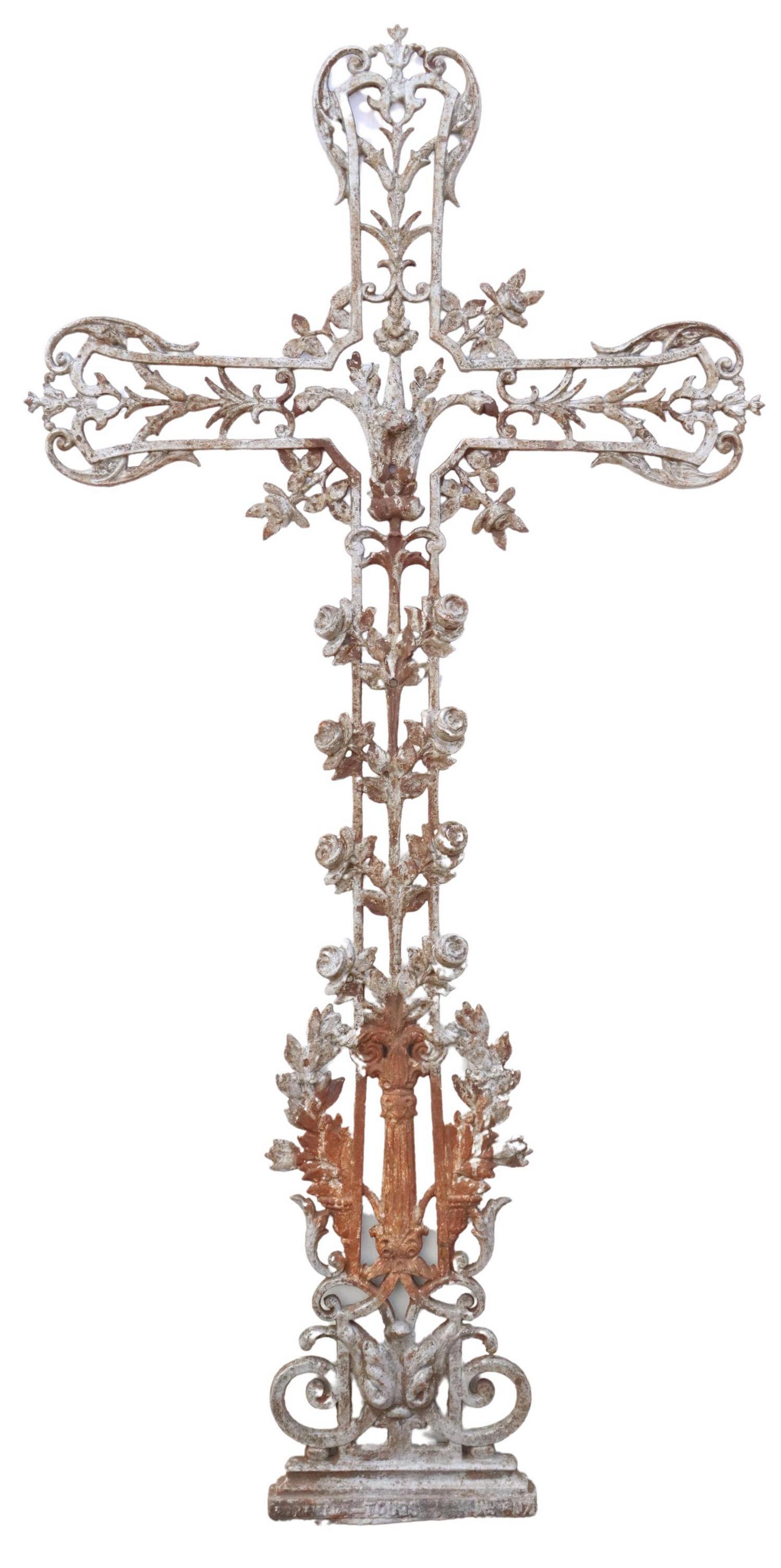 FRENCH CAST IRON CROSS, 19TH C. (1 of 2)