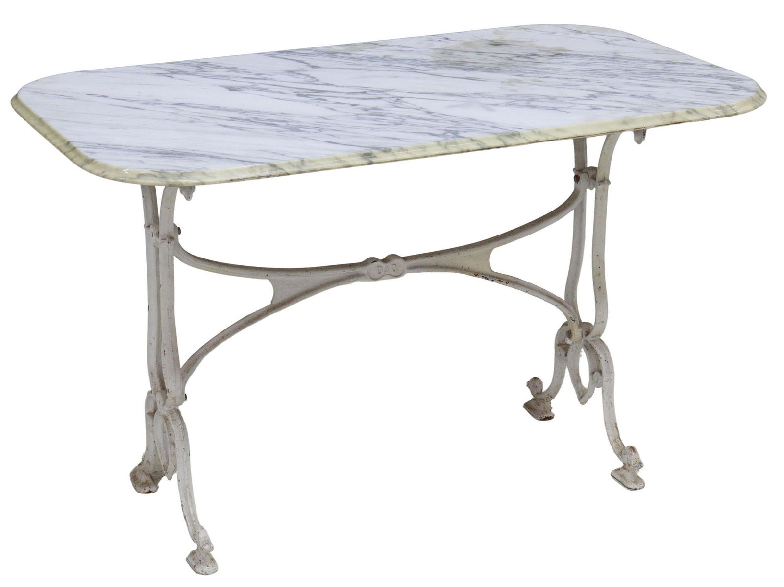 FRENCH MARBLE-TOP CAST IRON BISTRO TABLE (1 of 4)