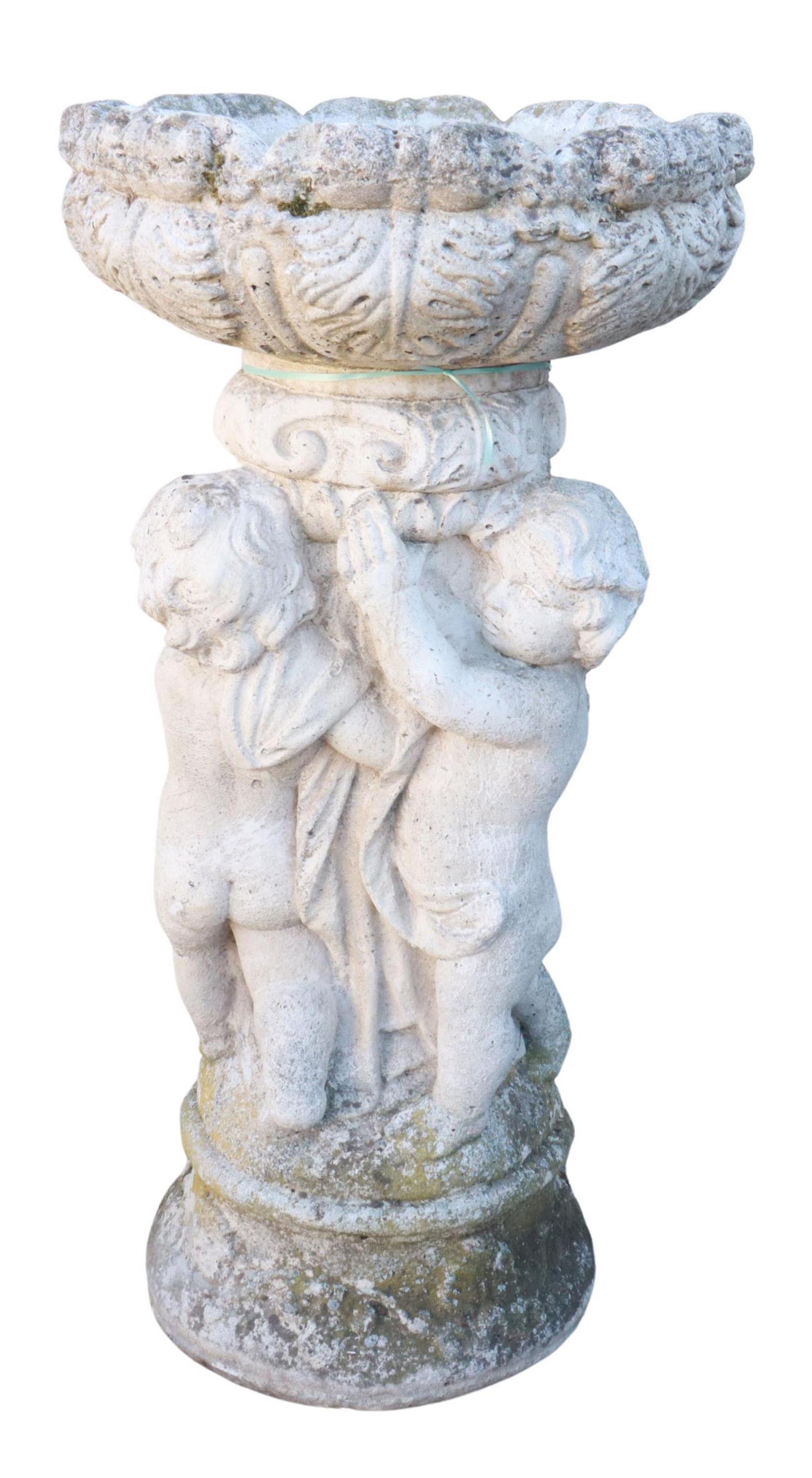 FRENCH CAST STONE PUTTI GARDEN PLANTER (1 of 3)