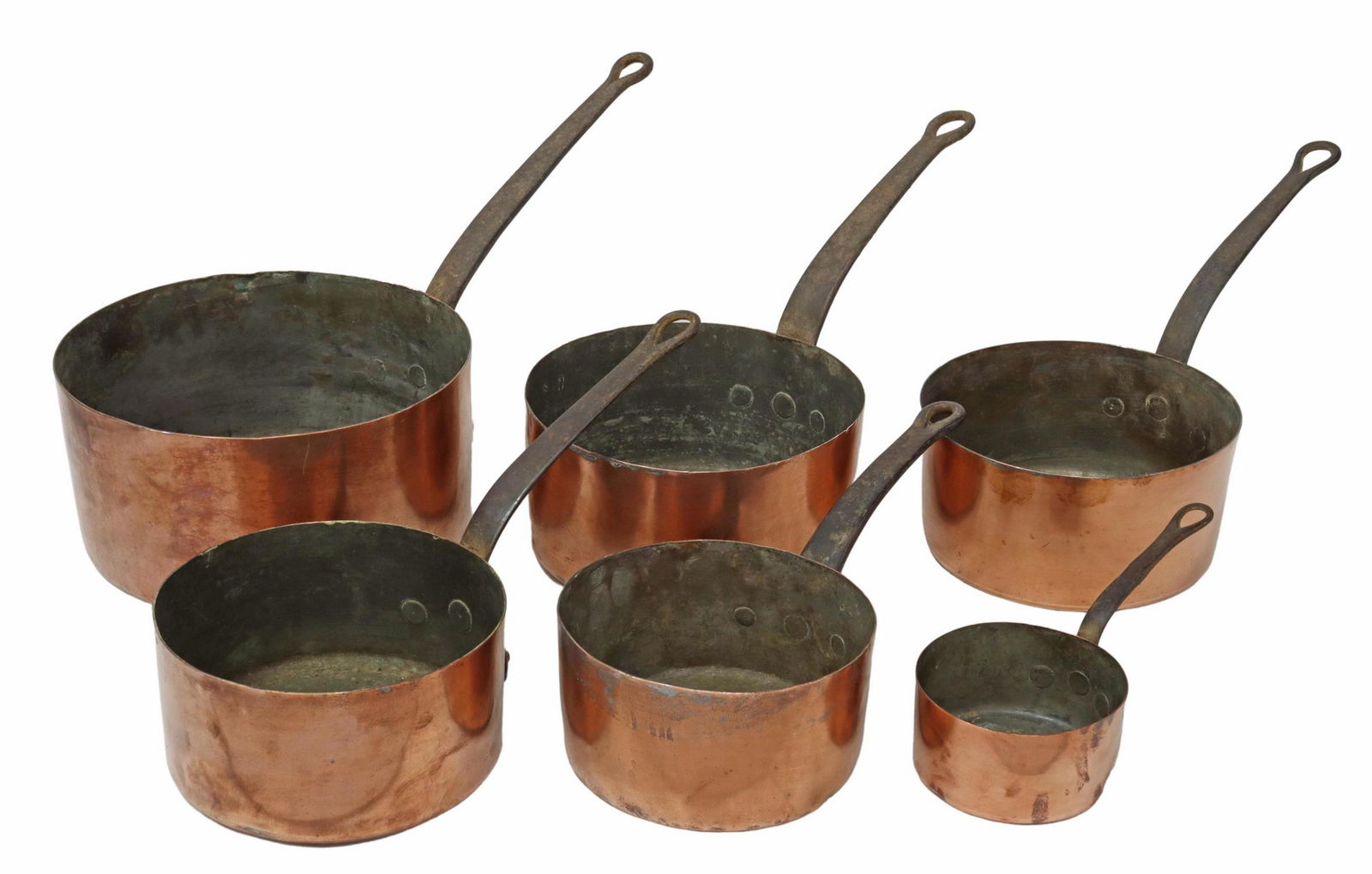 (6) FRENCH COPPER GRADUATED SAUCEPANS (1 of 7)