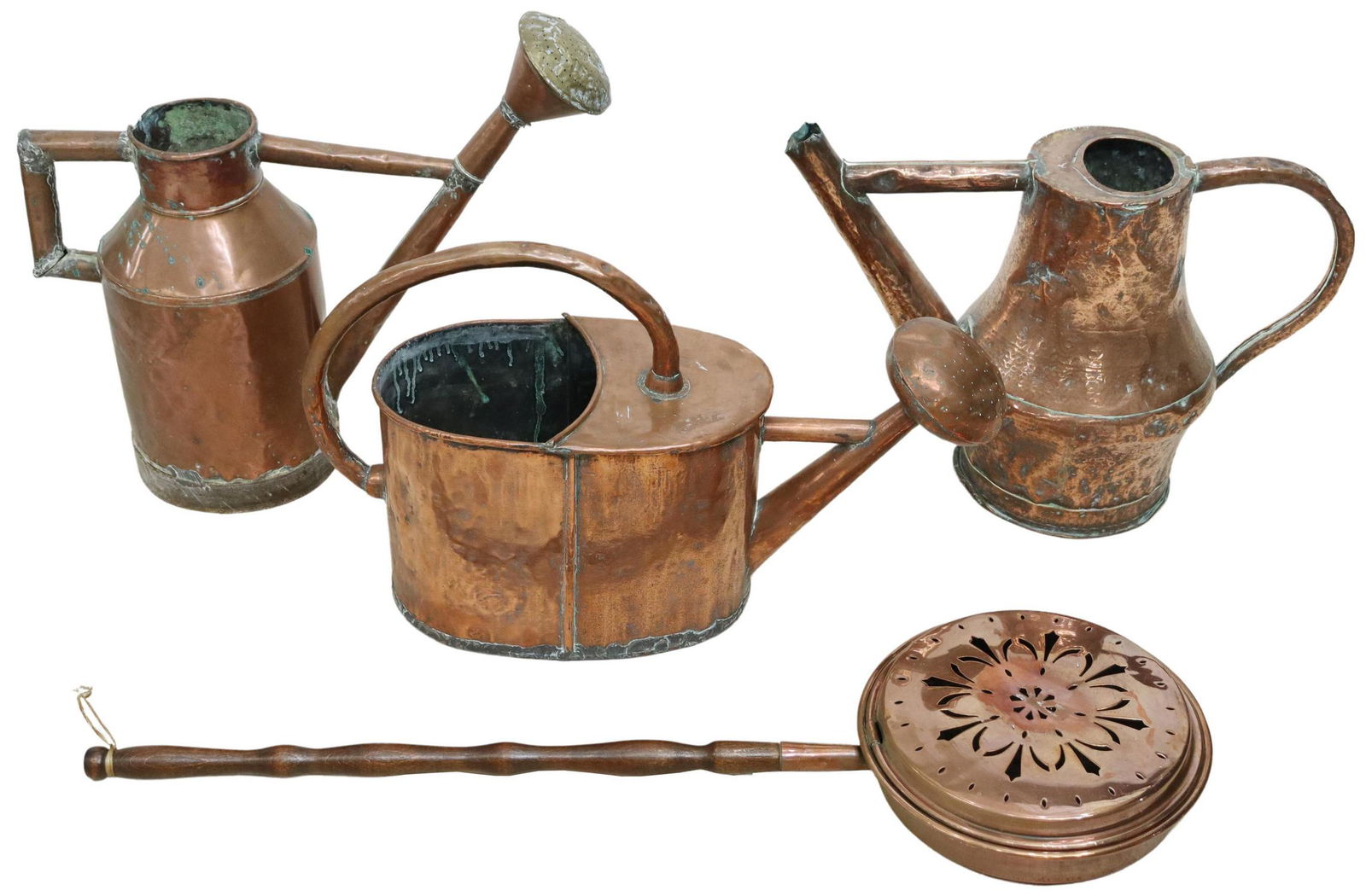 (4) FRENCH COPPER WATERING CANS & BED WARMER (1 of 3)