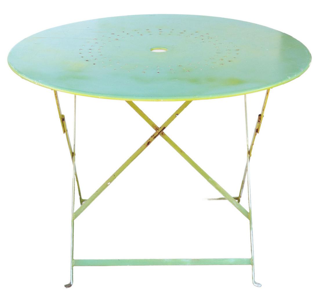 FRENCH GREEN PAINTED METAL GARDEN BISTRO TABLE (1 of 3)
