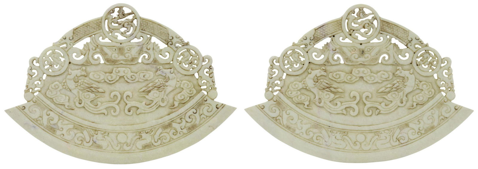 (2) CHINESE ARCHAIC STYLE CARVED STONE PLAQUES (1 of 5)