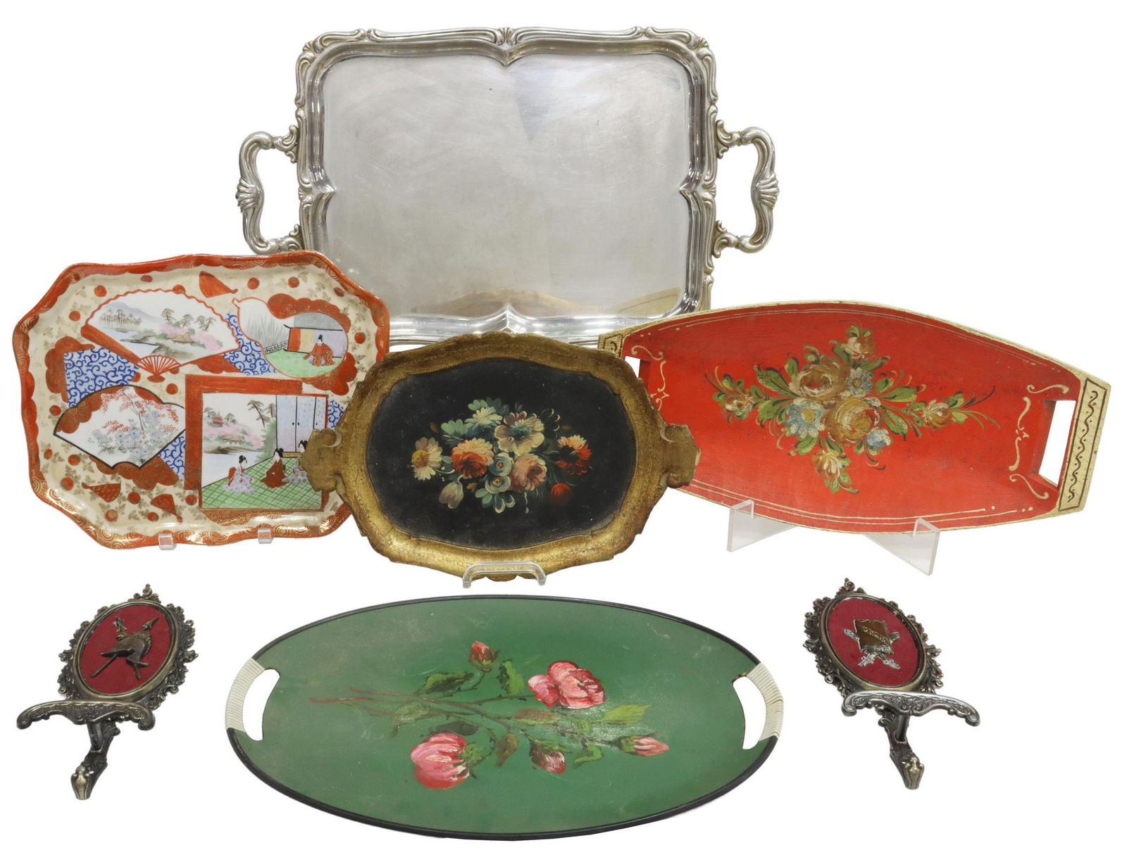 (7) DECORATIVE ITEMS, WALL HOOKS & VARIOUS TRAYS (1 of 5)